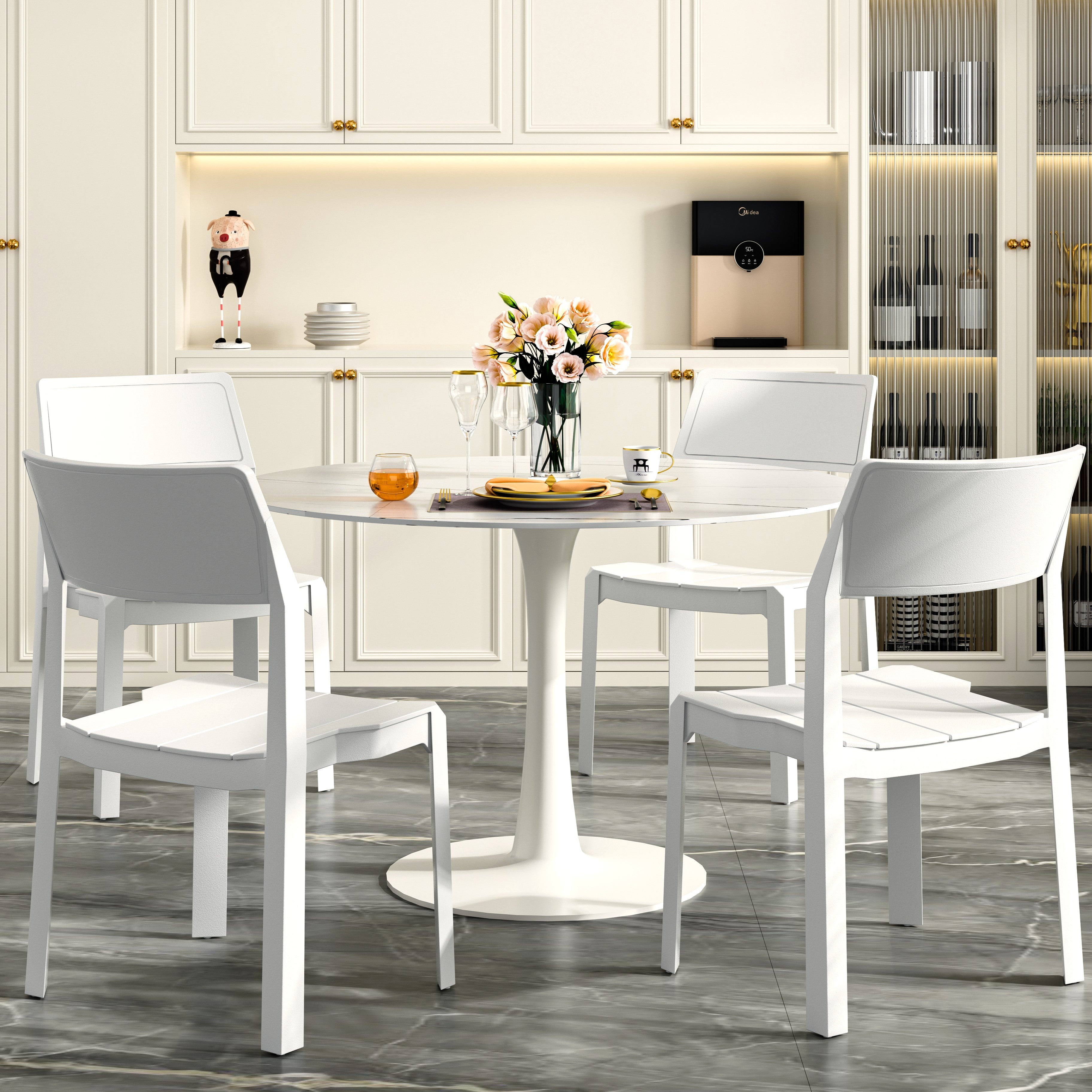 VECELO Dining Chairs Set of 4, Stackable Plastic Kitchen Chairs - VECELO