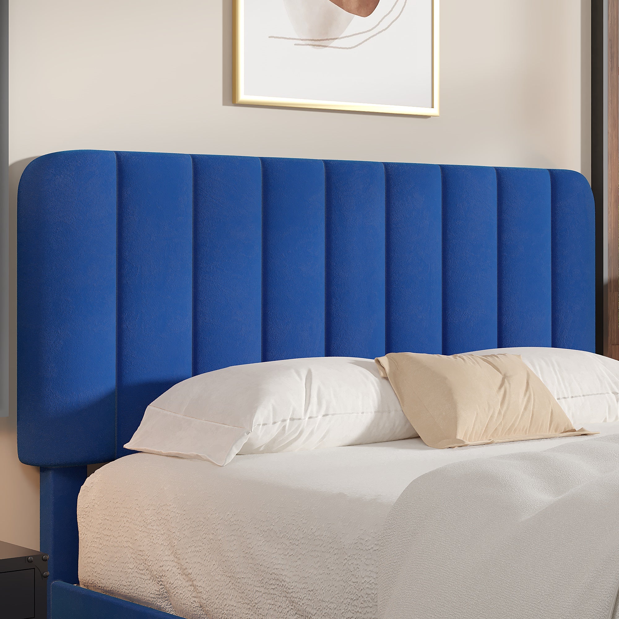 VECELO Upholstered Platform bedframe with Adjustable Headboard - VECELO