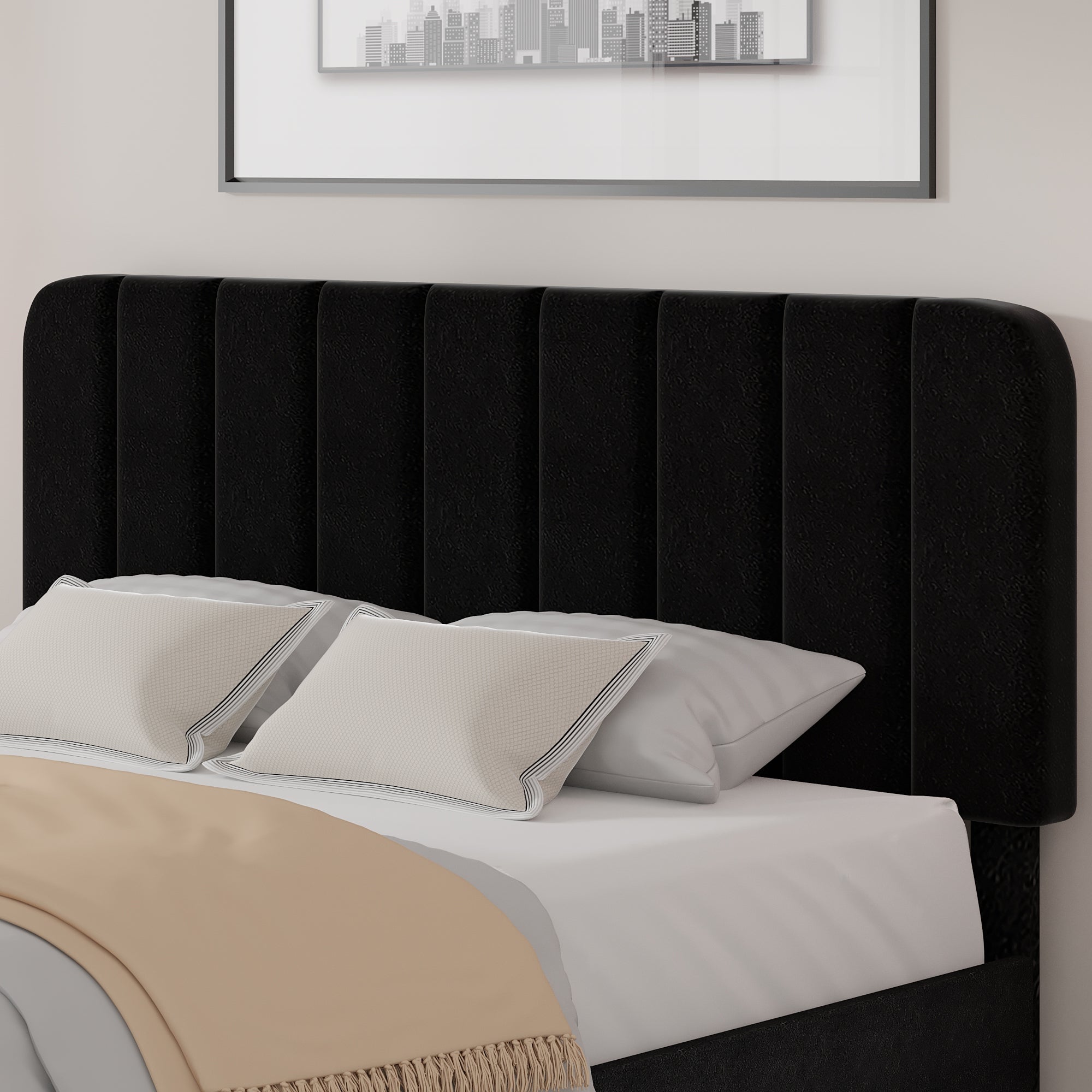 VECELO Upholstered Platform bedframe with Adjustable Headboard - VECELO