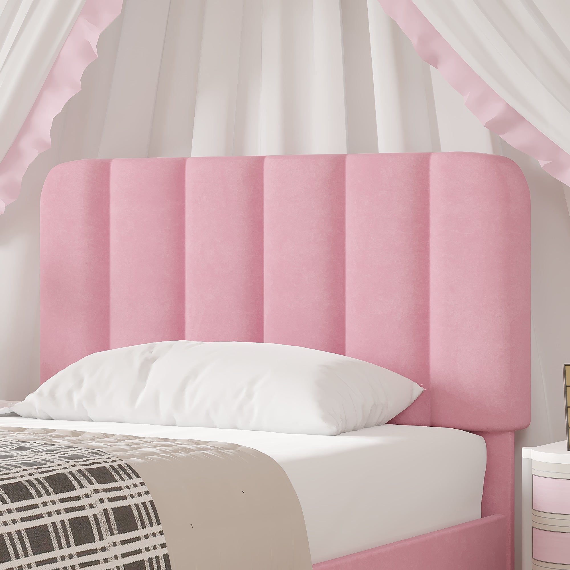 VECELO Upholstered Platform bedframe with Adjustable Headboard - VECELO