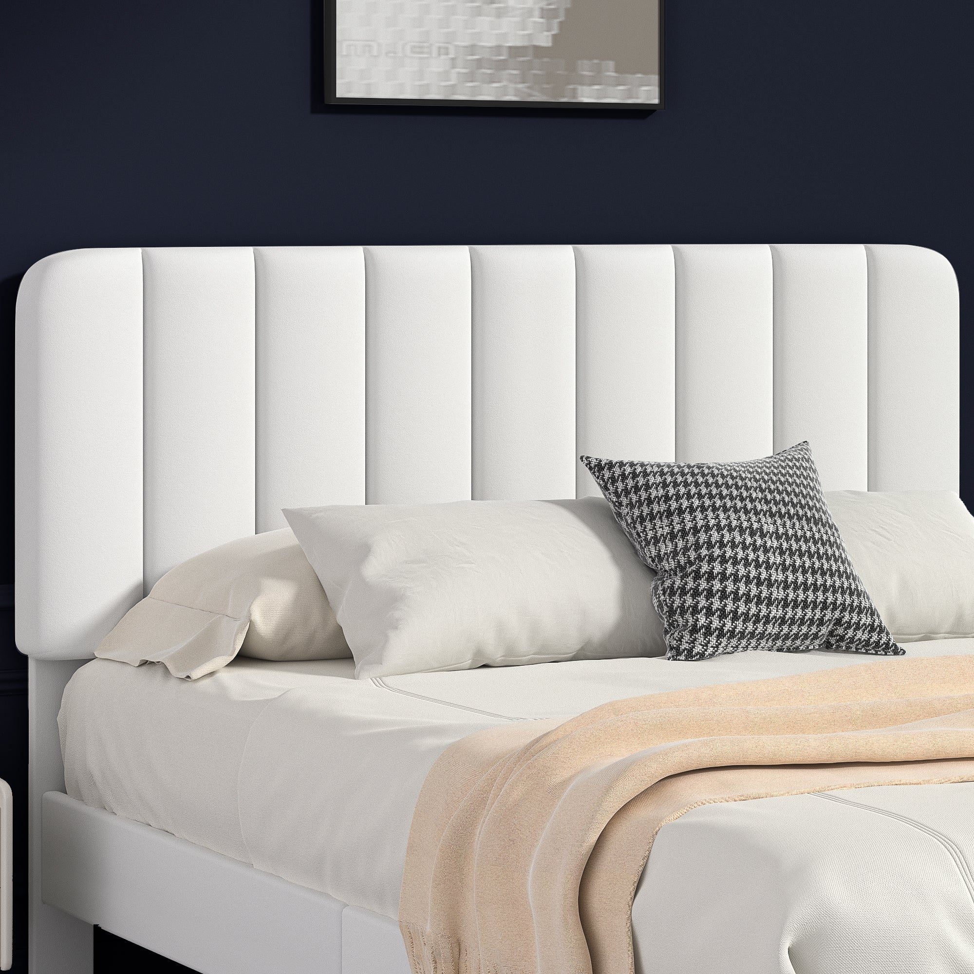 VECELO Upholstered Platform bedframe with Adjustable Headboard - VECELO