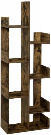 VECELO Tree Bookshelf, Geometric 8 Shelf Tree Bookcase Wood Bookshelves Display - VECELO