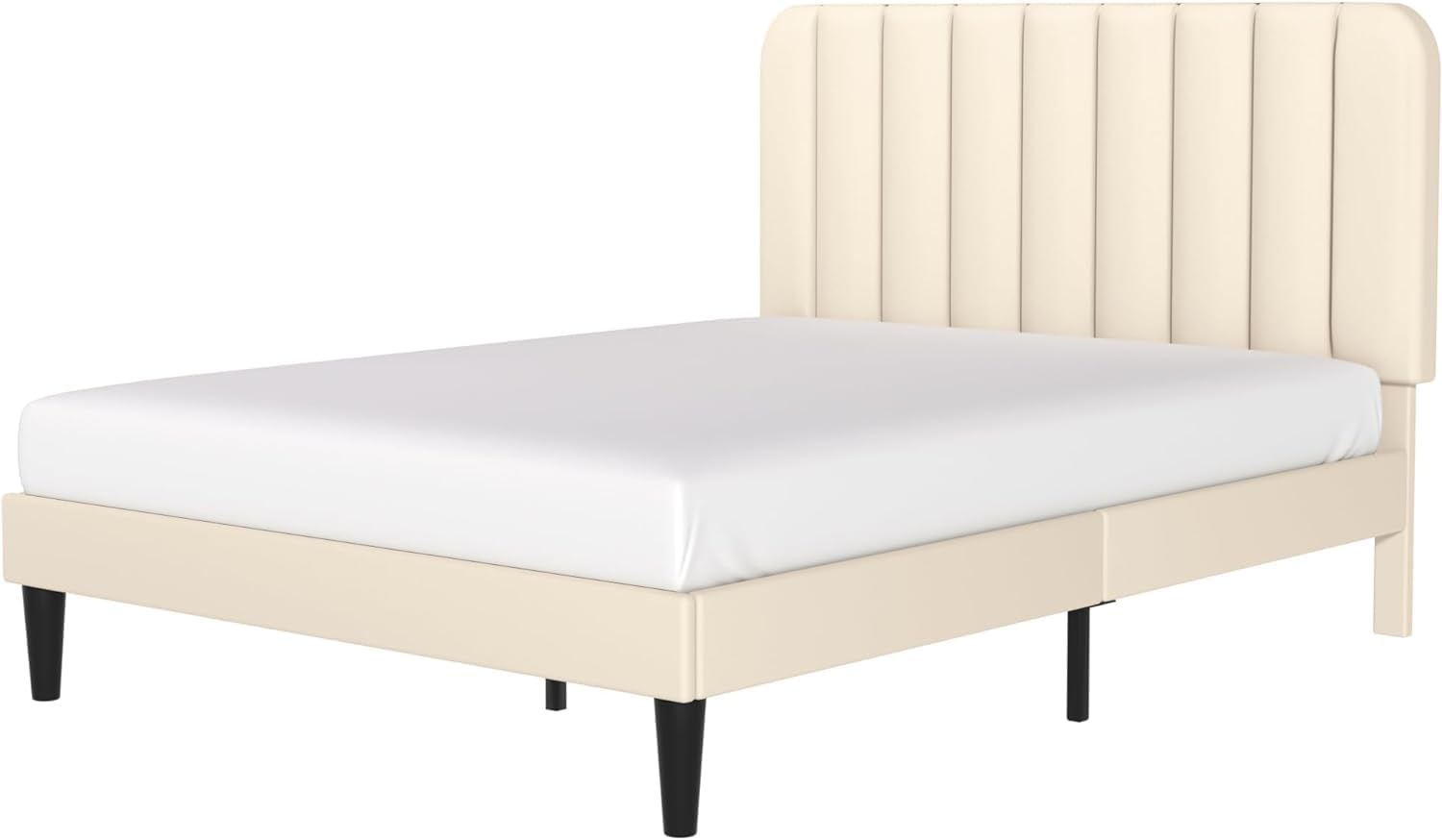 VECELO Upholstered Platform bedframe with Adjustable Headboard - VECELO