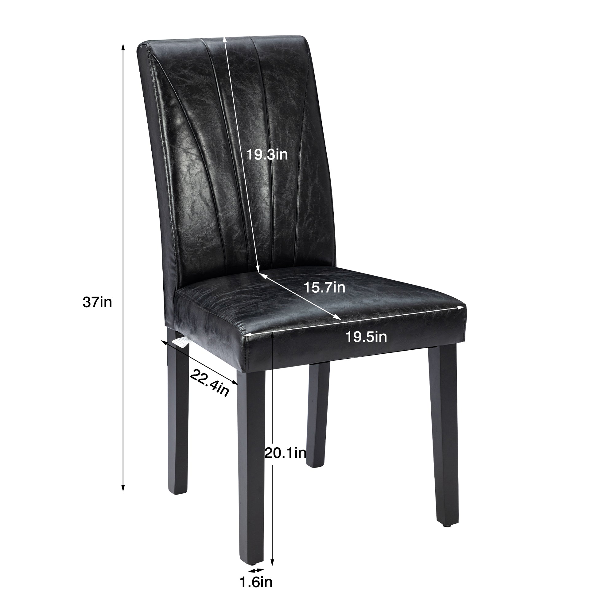 VECELO Set of 2 Upholstered Dining Chairs, Modern Fabric and Solid Wood Legs & High Back - VECELO