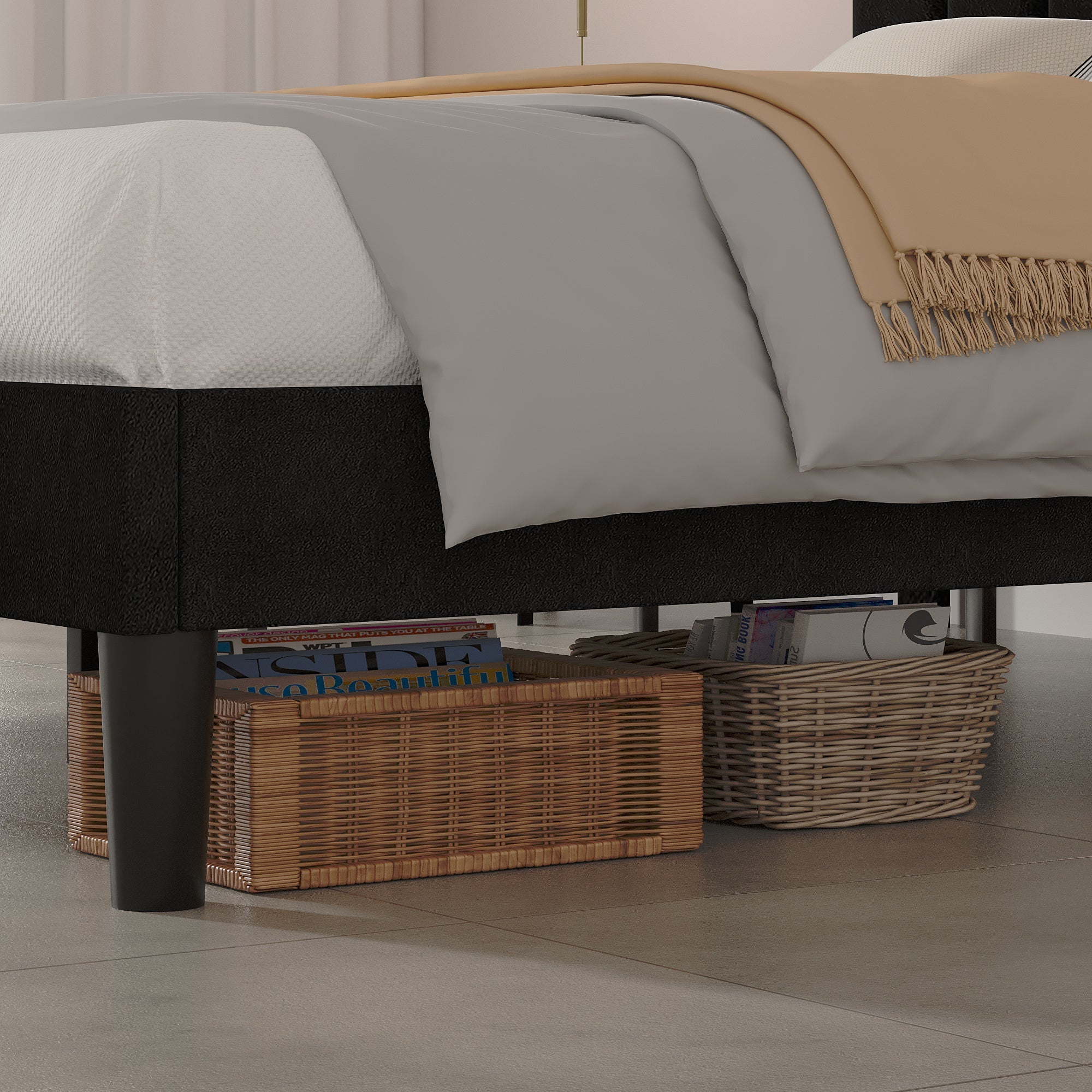 VECELO Upholstered Platform bedframe with Adjustable Headboard - VECELO