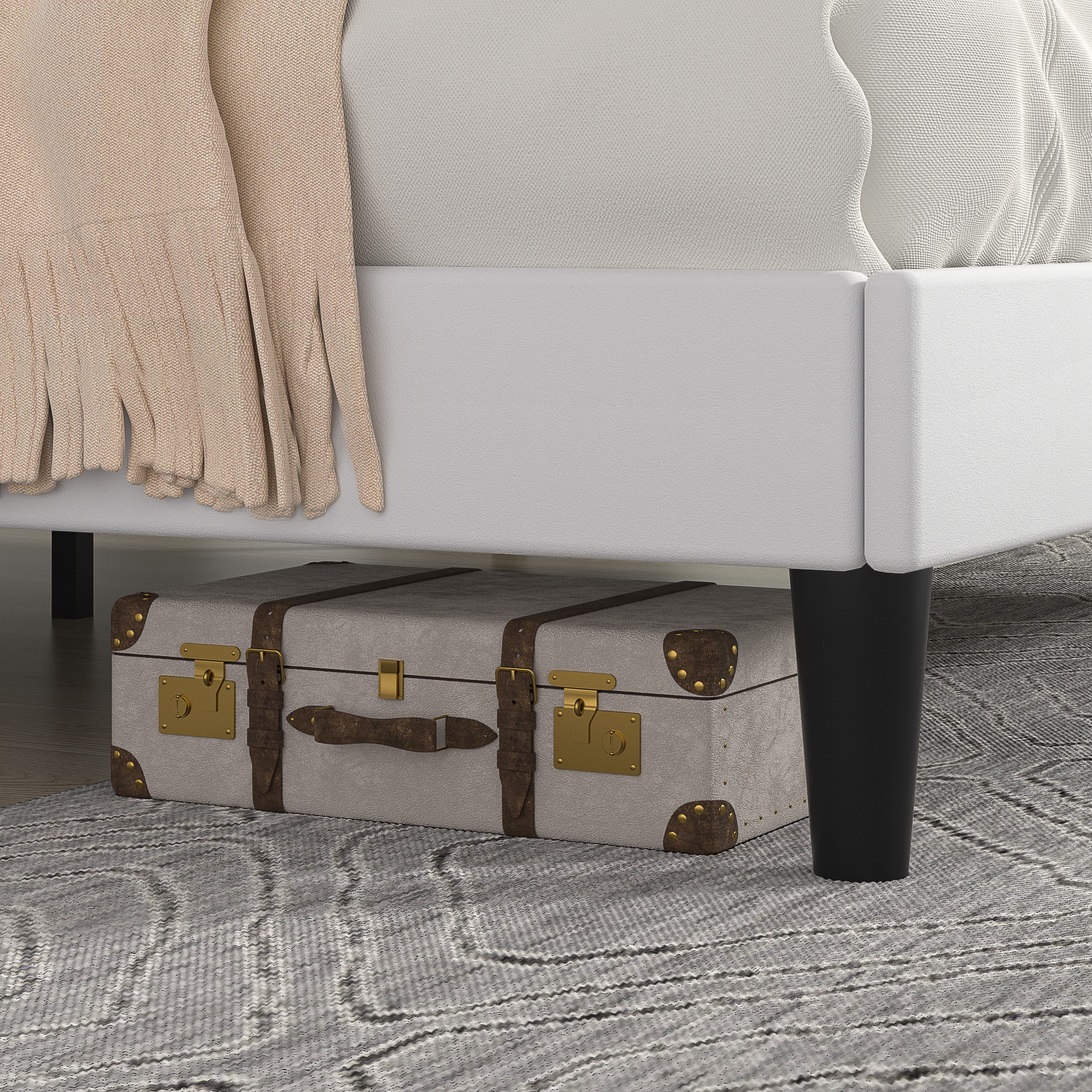 VECELO Upholstered Platform bedframe with Adjustable Headboard - VECELO