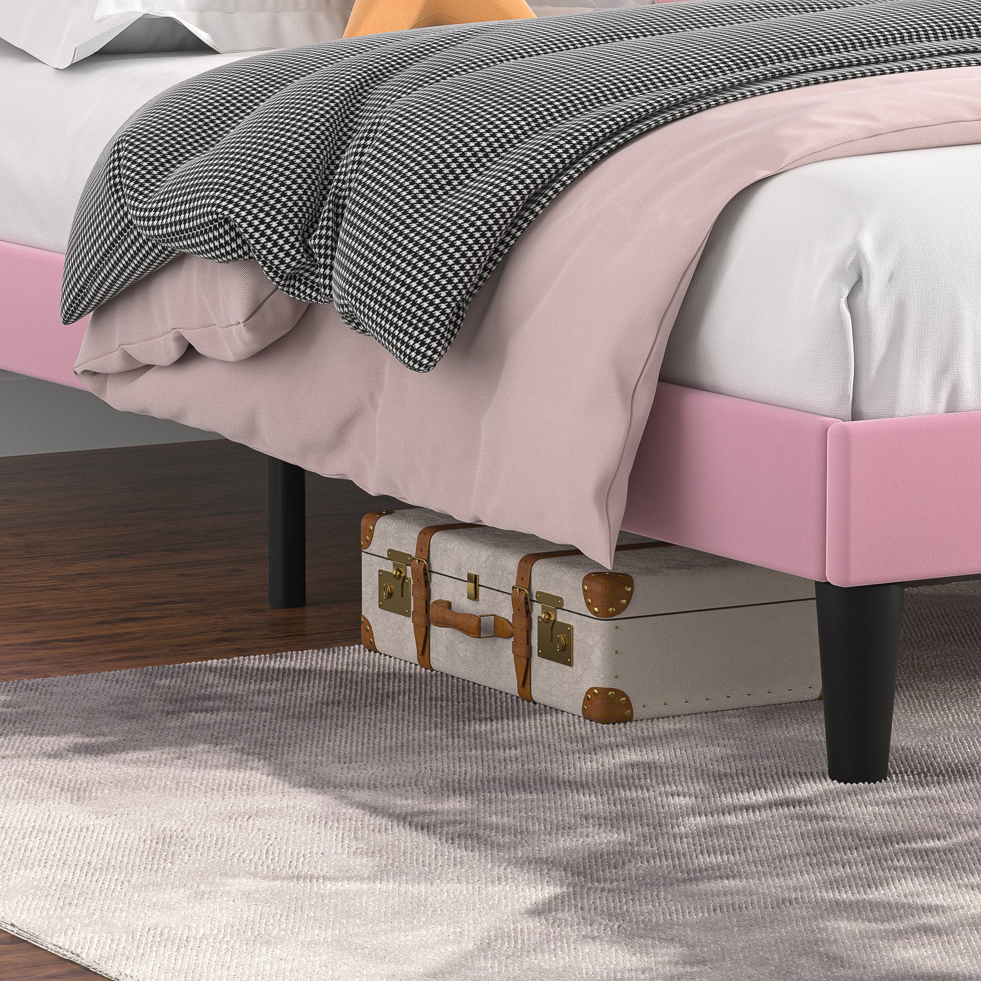 VECELO Upholstered Platform bedframe with Adjustable Headboard - VECELO
