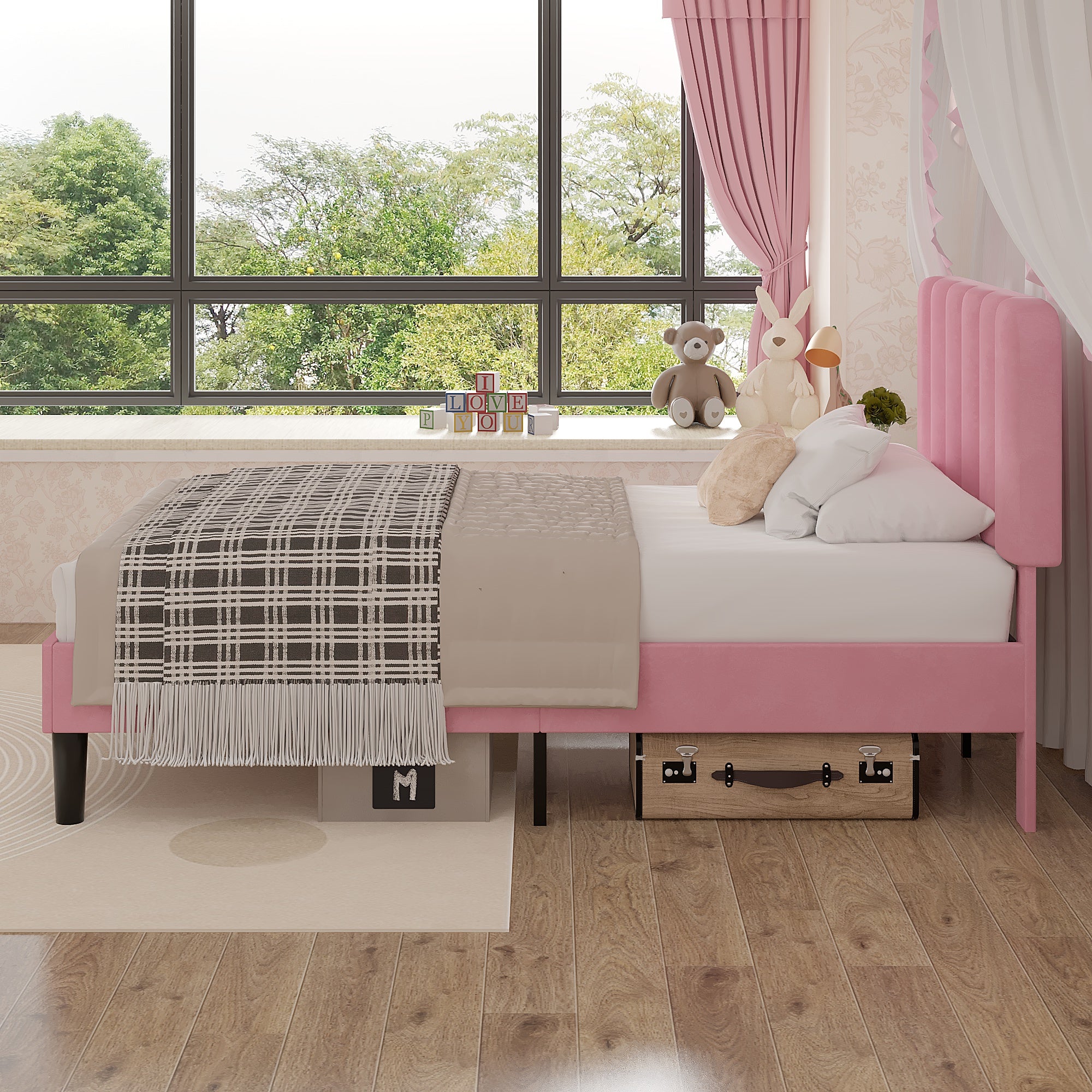 VECELO Upholstered Platform bedframe with Adjustable Headboard - VECELO
