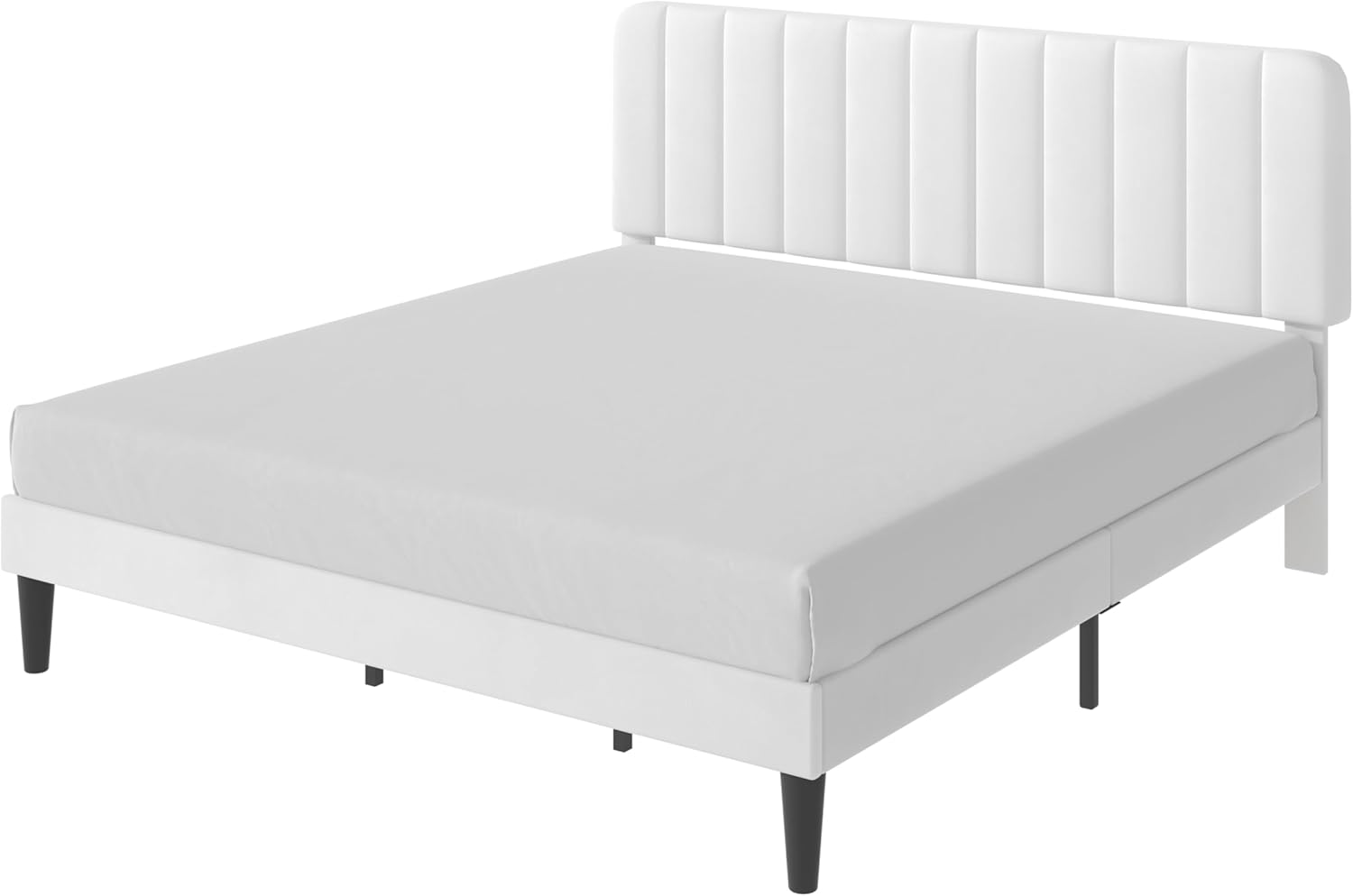 VECELO Upholstered Platform bedframe with Adjustable Headboard - VECELO