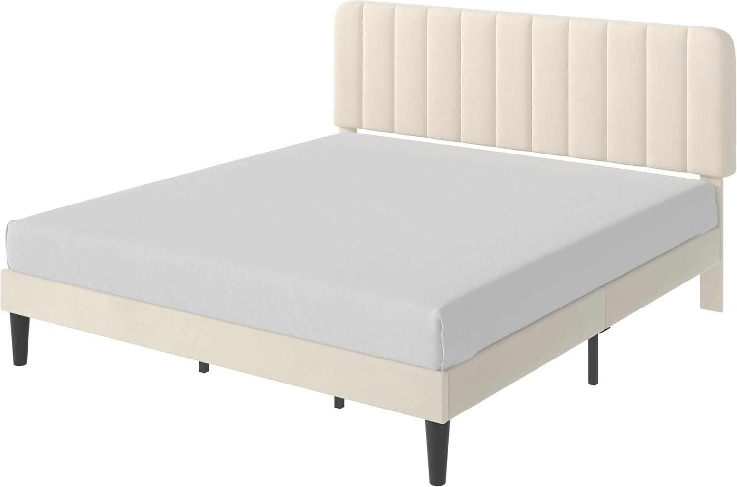 VECELO Upholstered Platform bedframe with Adjustable Headboard - VECELO
