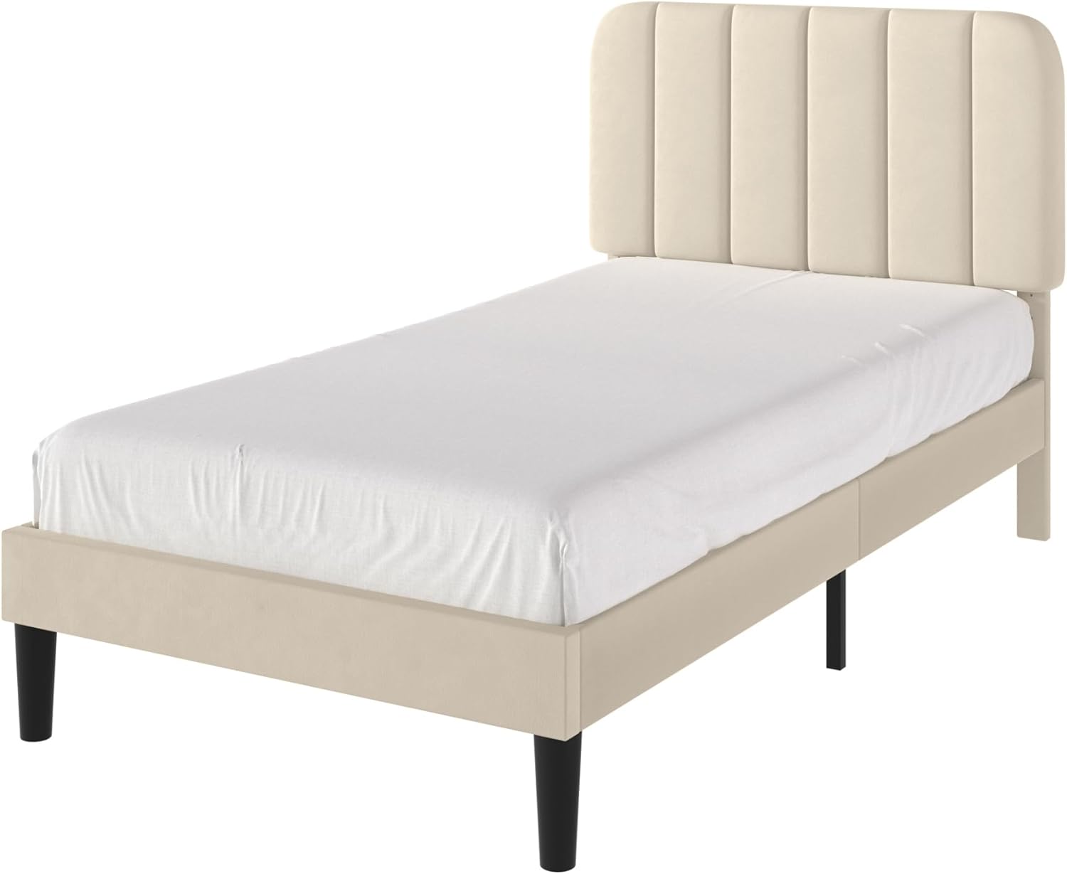 VECELO Upholstered Platform bedframe with Adjustable Headboard - VECELO