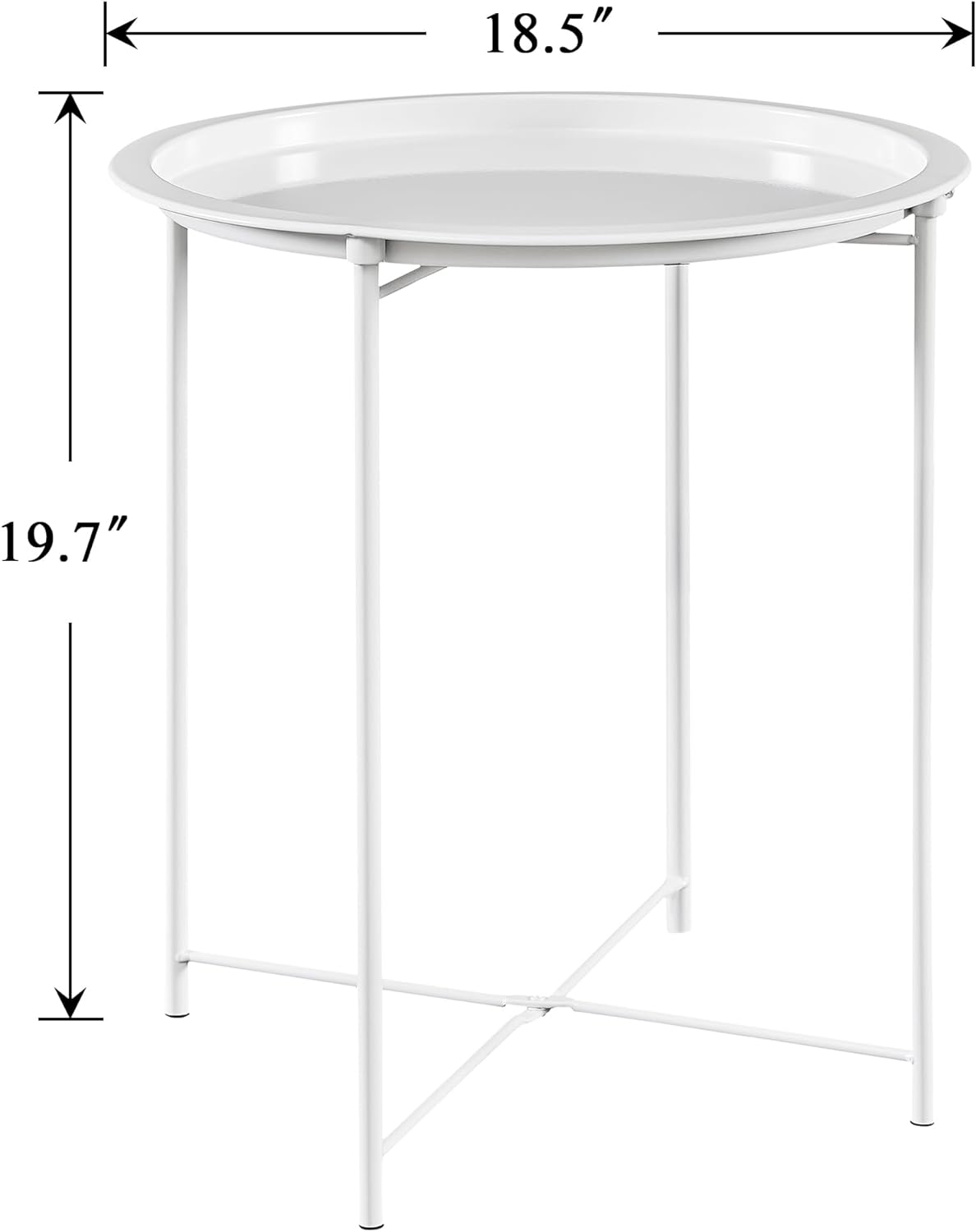 VECELO Metal Round End/Side Table with Removable Tray Small Folding Anti-Rust Nightstand - VECELO