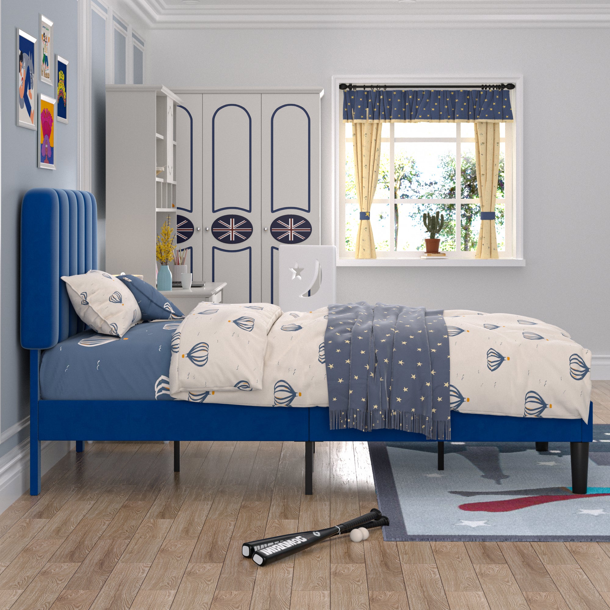 VECELO Upholstered Platform bedframe with Adjustable Headboard - VECELO