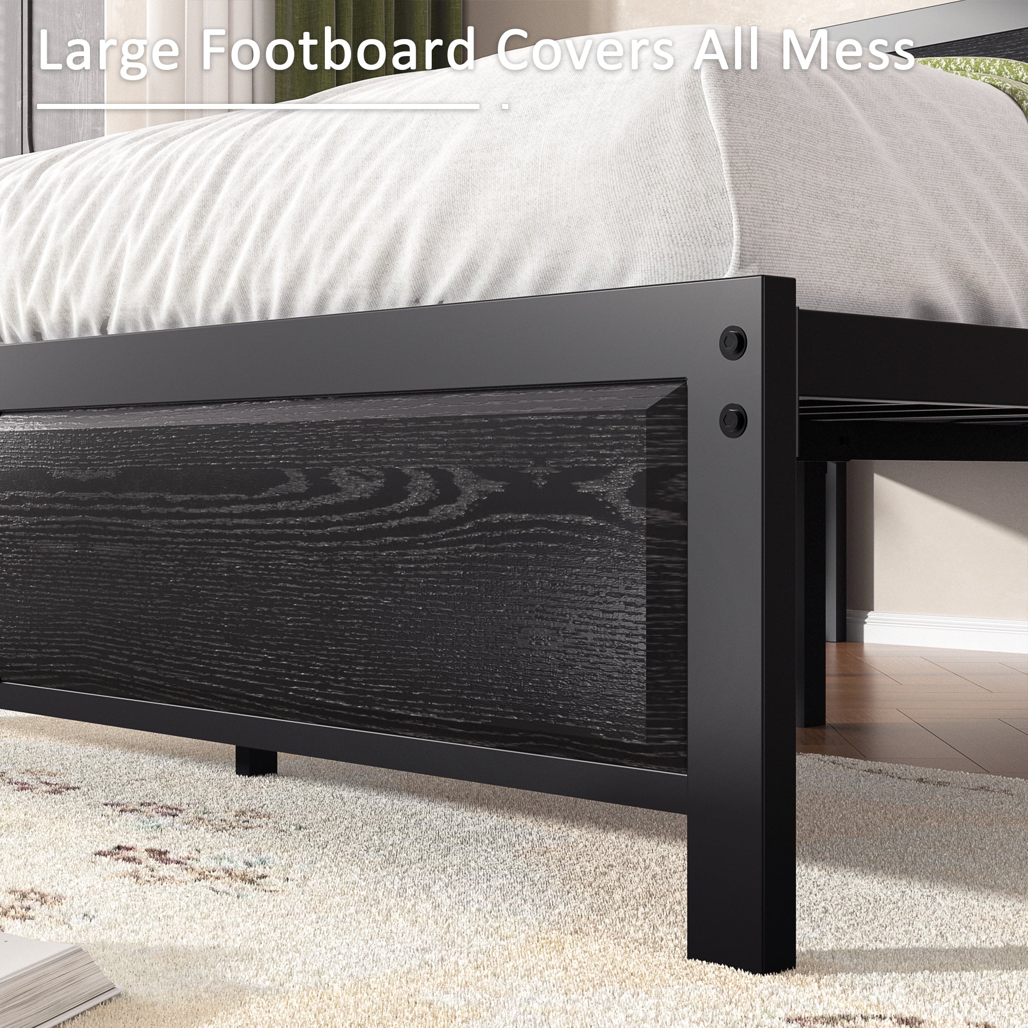 VECELO Platform Bed Frame, Mattress Foundation with Rustic Vintage Wood Headboard - VECELO