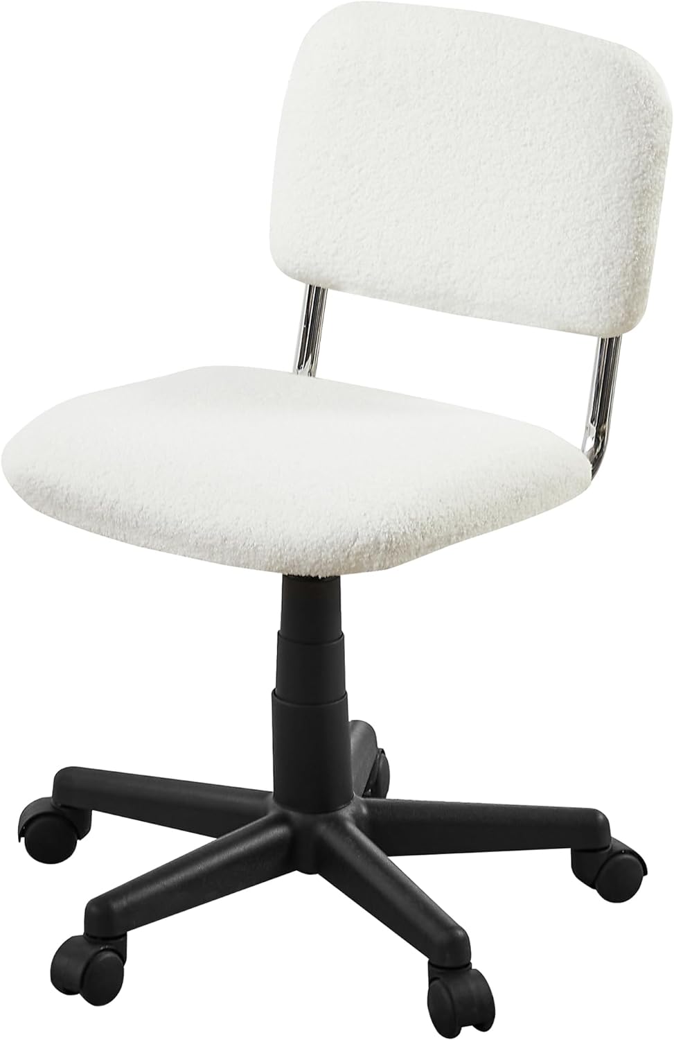 VECELO Faux Fur Comfy Height Adjustable Swivel Armless Home Office Sherpa Chair - VECELO