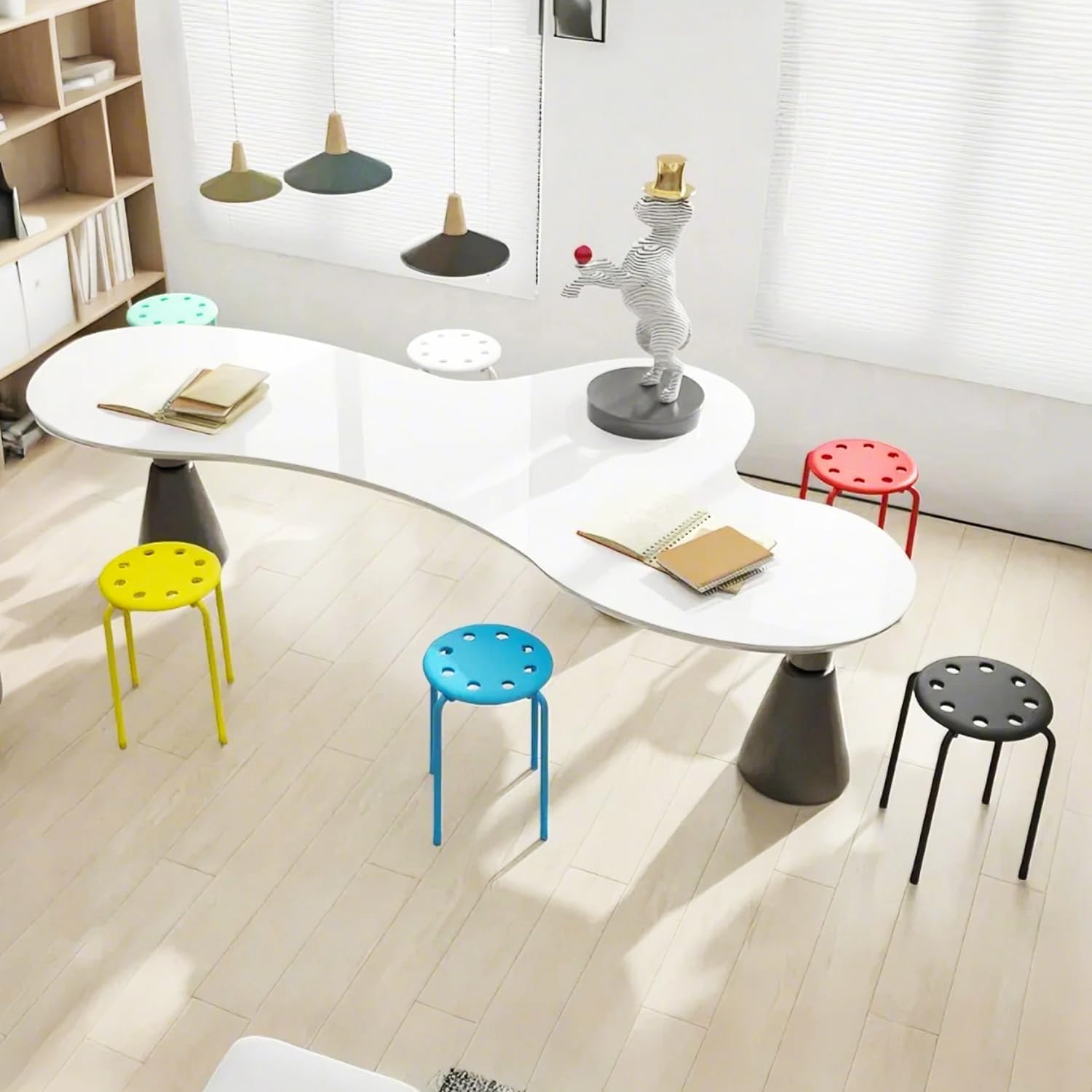 VECELO Set of 6 Stacking Stools Portable with Metal Frame, Colorful Stool for Classroom School - VECELO