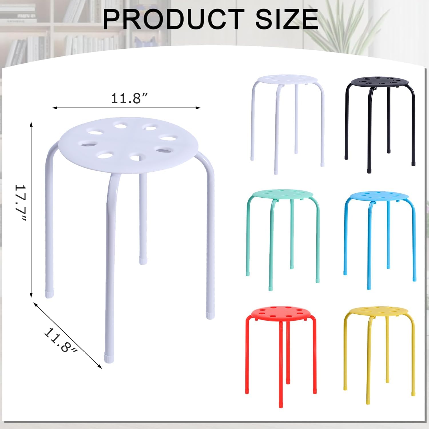 VECELO Set of 6 Stacking Stools Portable with Metal Frame, Colorful Stool for Classroom School - VECELO