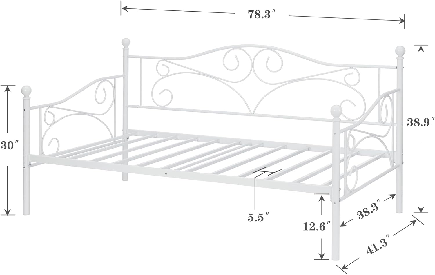 VECELO Premium Daybed Metal Bed Frame Twin Size - VECELO