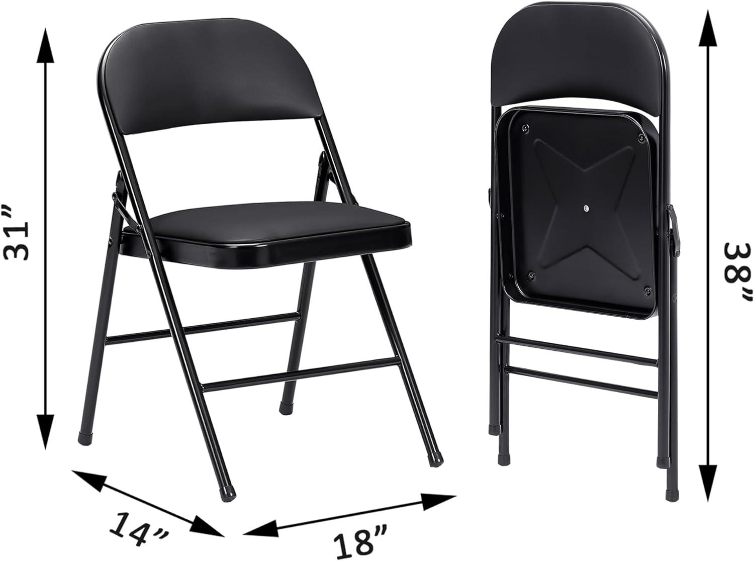VECELO 4-Pack Folding Chairs Portable Metal with Ultra Soft PU Padded Cushion Seats - VECELO