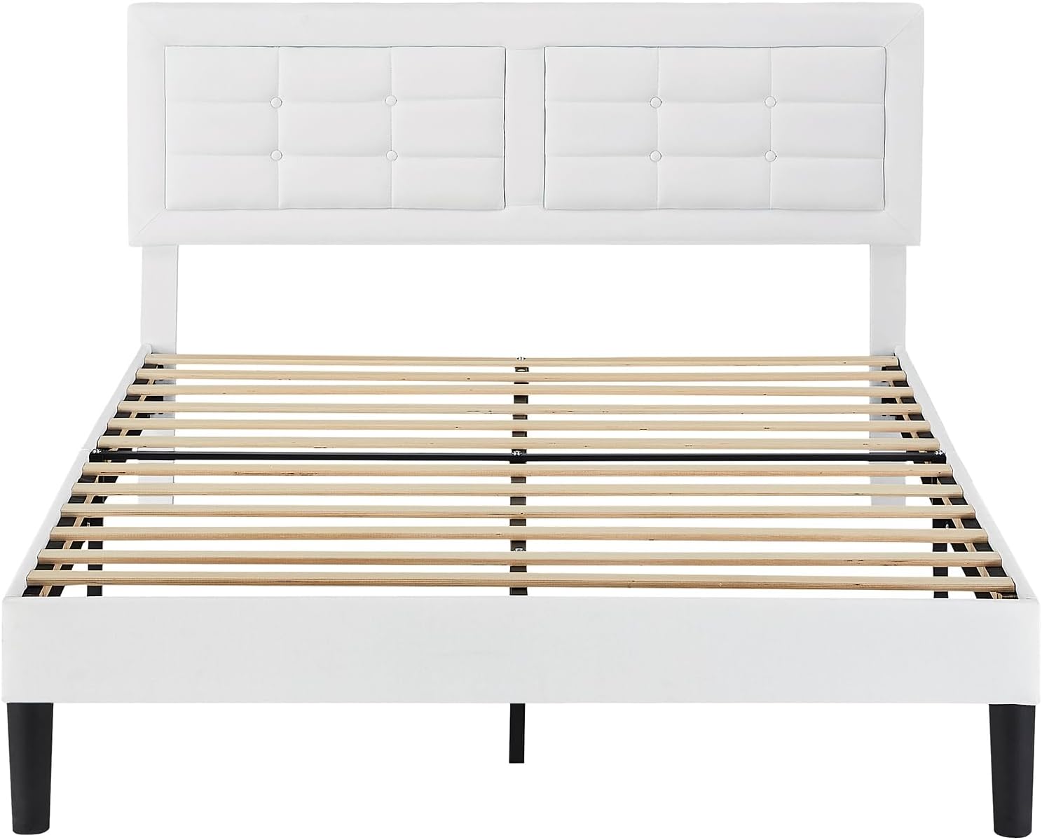 VECELO Upholstered Platform Bed Frame with Height Adjustable Headboard - VECELO