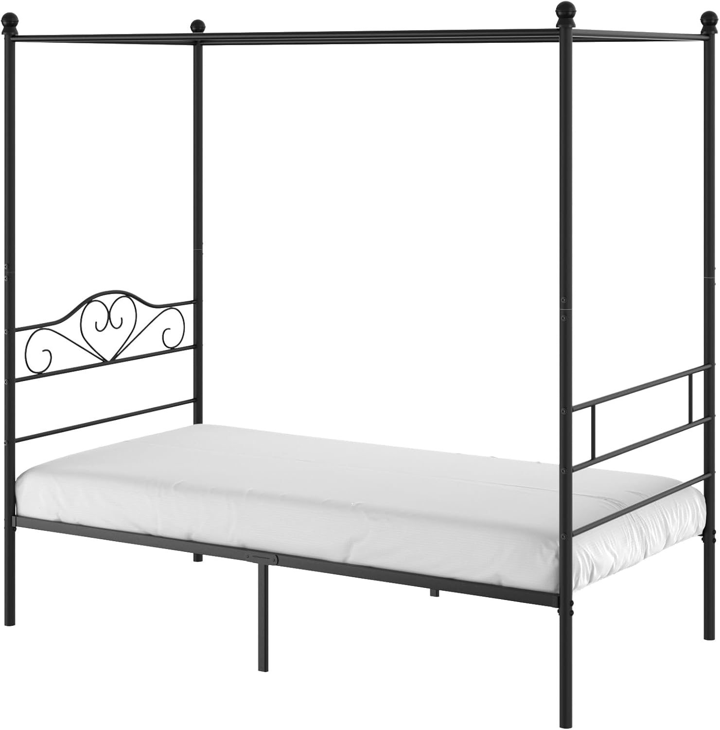 VECELO Twin Canopy Bed Frame with Headboard and Footboard - VECELO