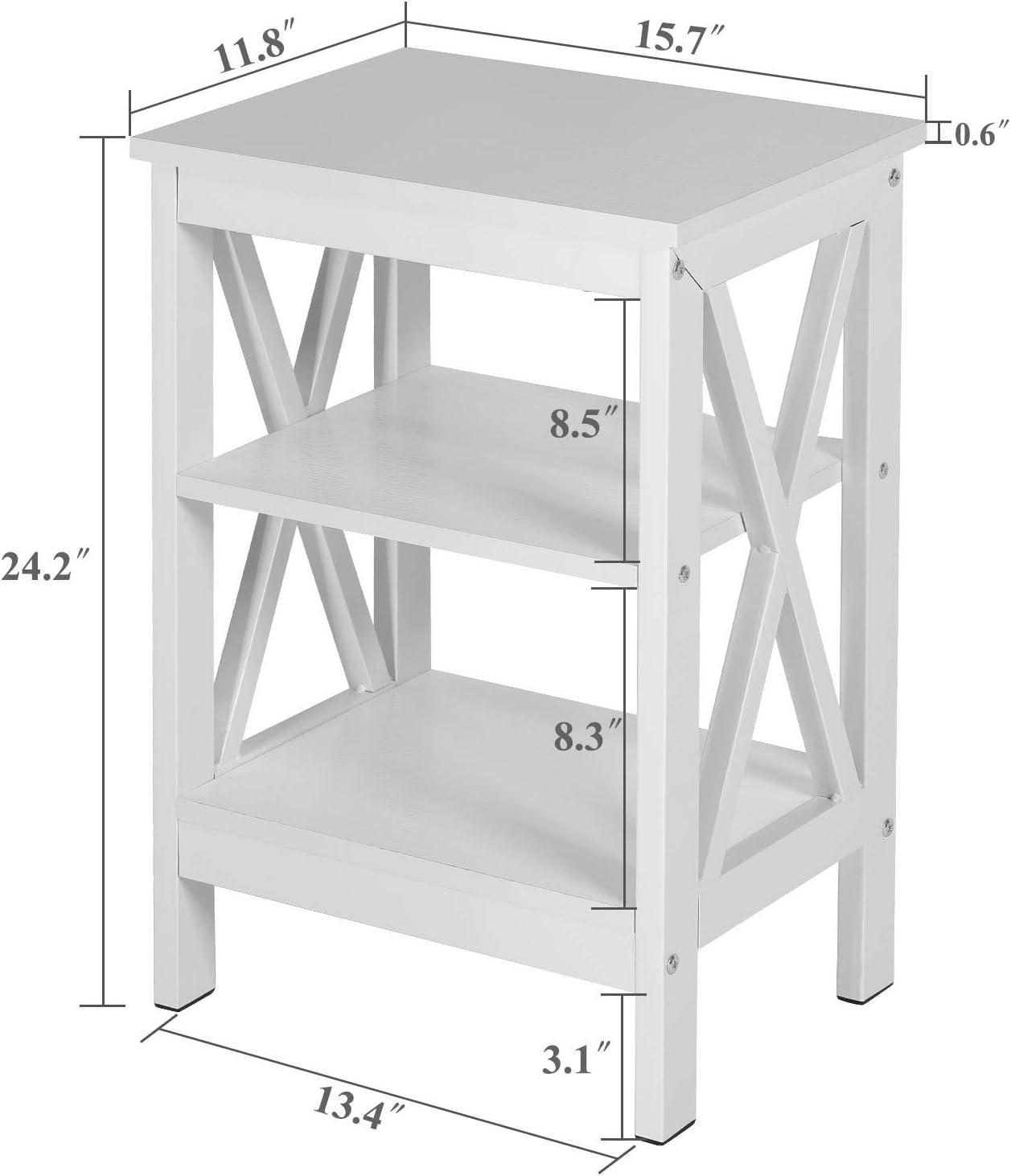 VECELO Modern Nightstand Side End Table with 3-Tiers Open Storage Shelf, 1 pack/2 packs - VECELO