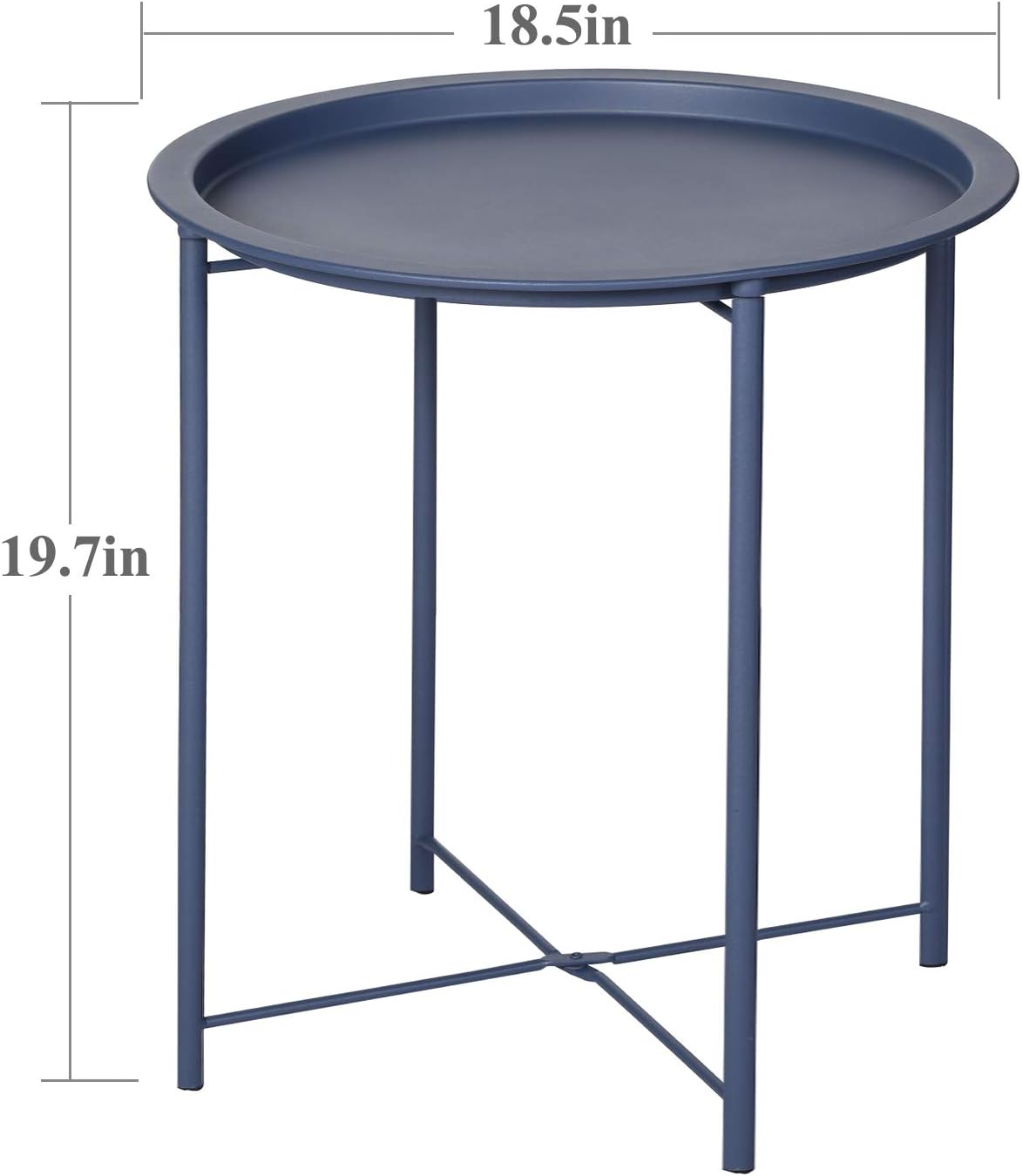 VECELO Metal Round End/Side Table with Removable Tray Small Folding Anti-Rust Nightstand - VECELO