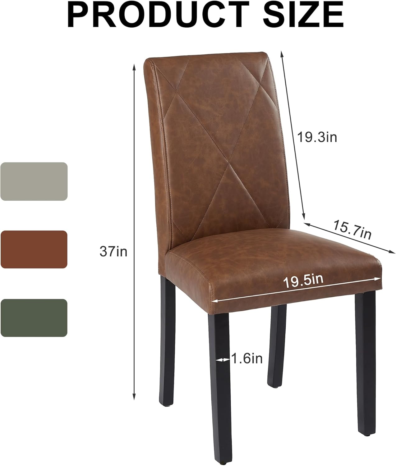 VECELO Upholstered Dining Chairs Set of 2 Modern Fabric and High Back & Solid Wood Legs for Kitchen - VECELO