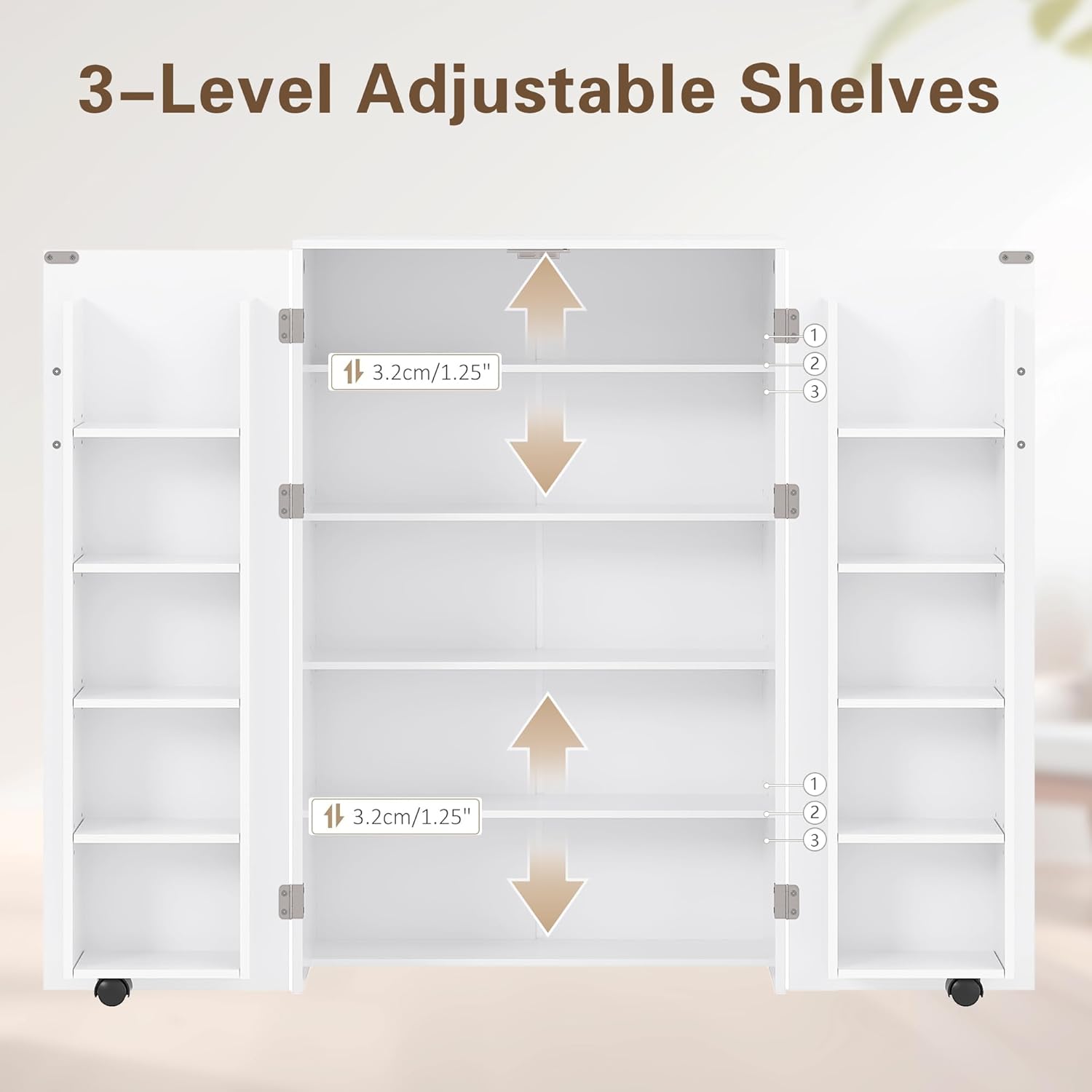 VECELO 35.5” Small Kitchen Pantry Storage Cabinet with 2 Doors and Adjustable Shelves - VECELO