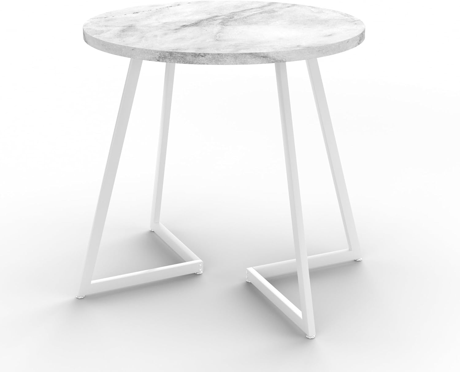 VECELO Round Dining Room Table with Wood Grain Tabletop and Steel Frame - VECELO