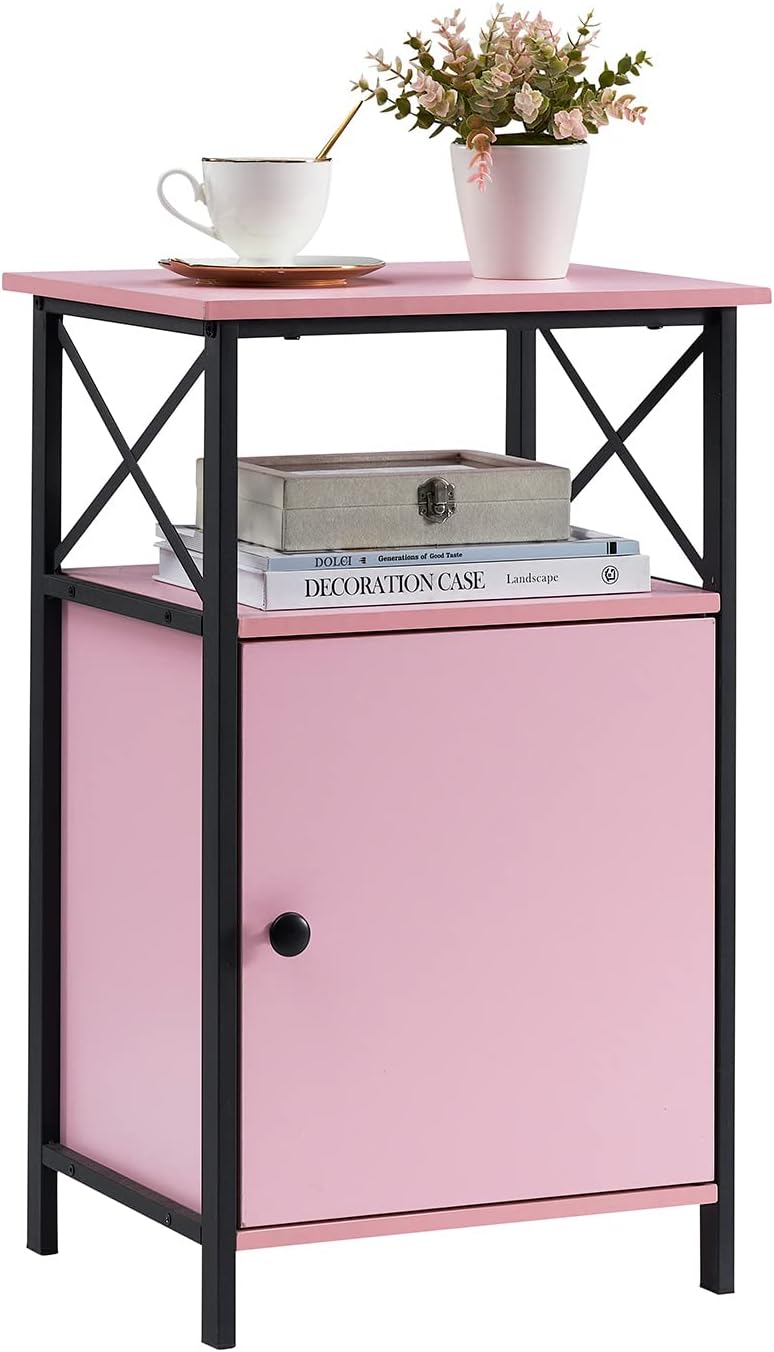 VECELO Tall Side Storage, Large Capacity Bedside Nightstand - VECELO