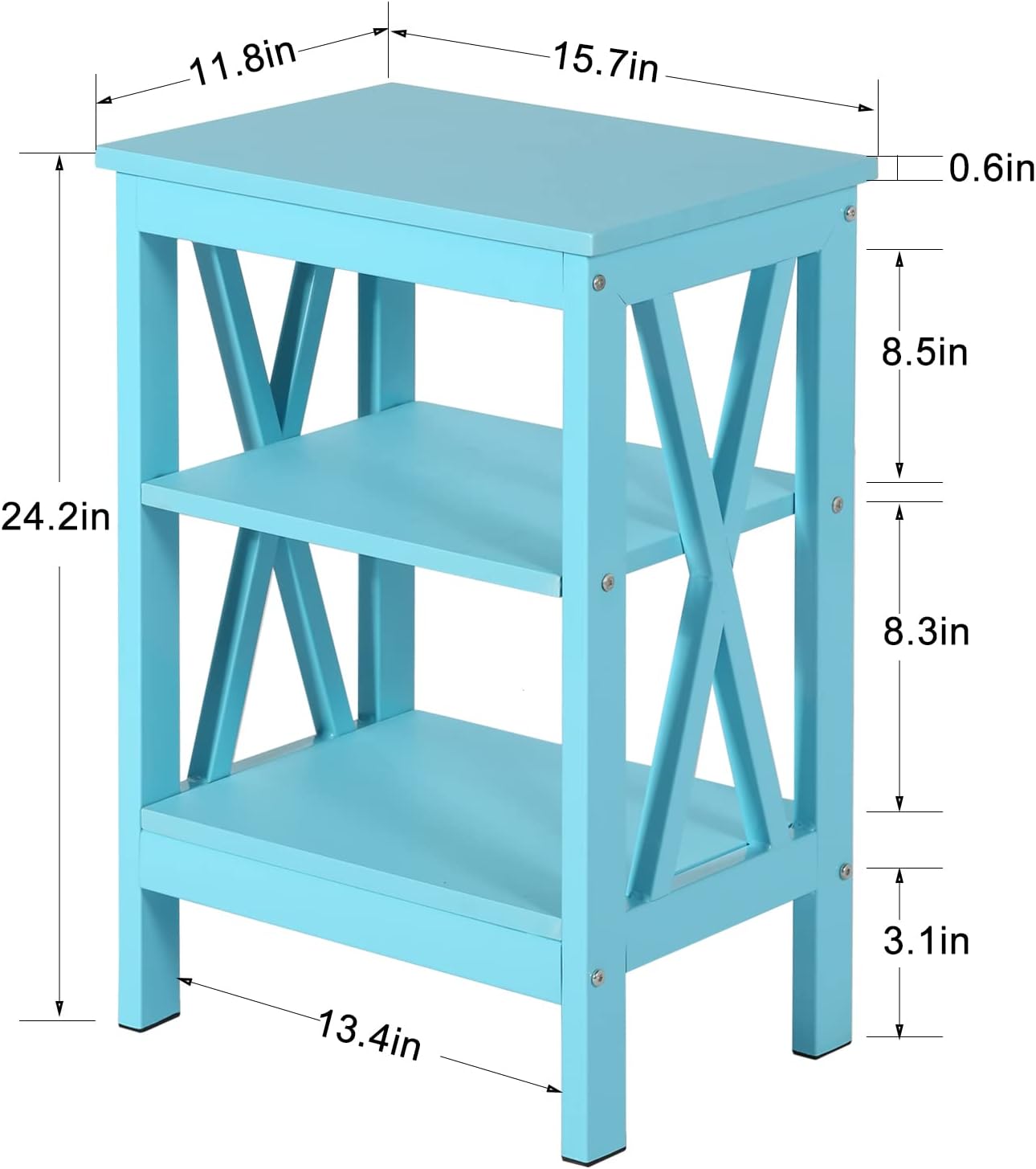 VECELO Modern Nightstand/Side End Table with X-Design Frame & 2-Tiers Open Storage Shelf for Bedroom/Living Room - VECELO