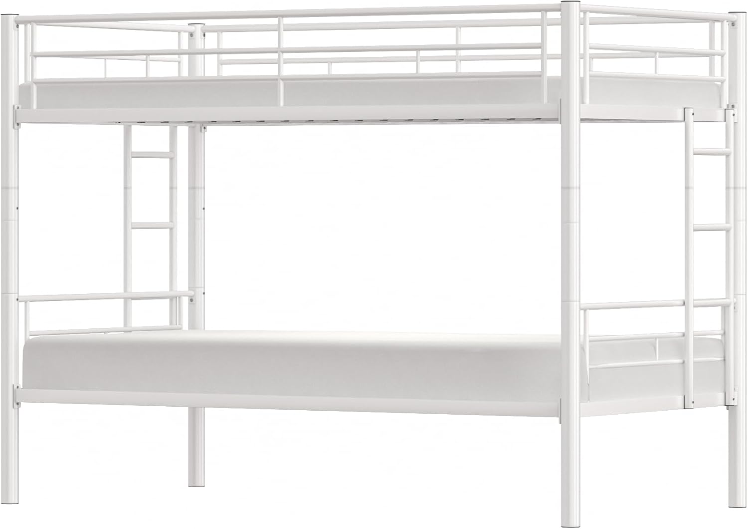 VECELO Metal Bunk Bed Twin Over Twin, Industrial Bunkbeds with Ladder and Full-Length Guardrail - VECELO