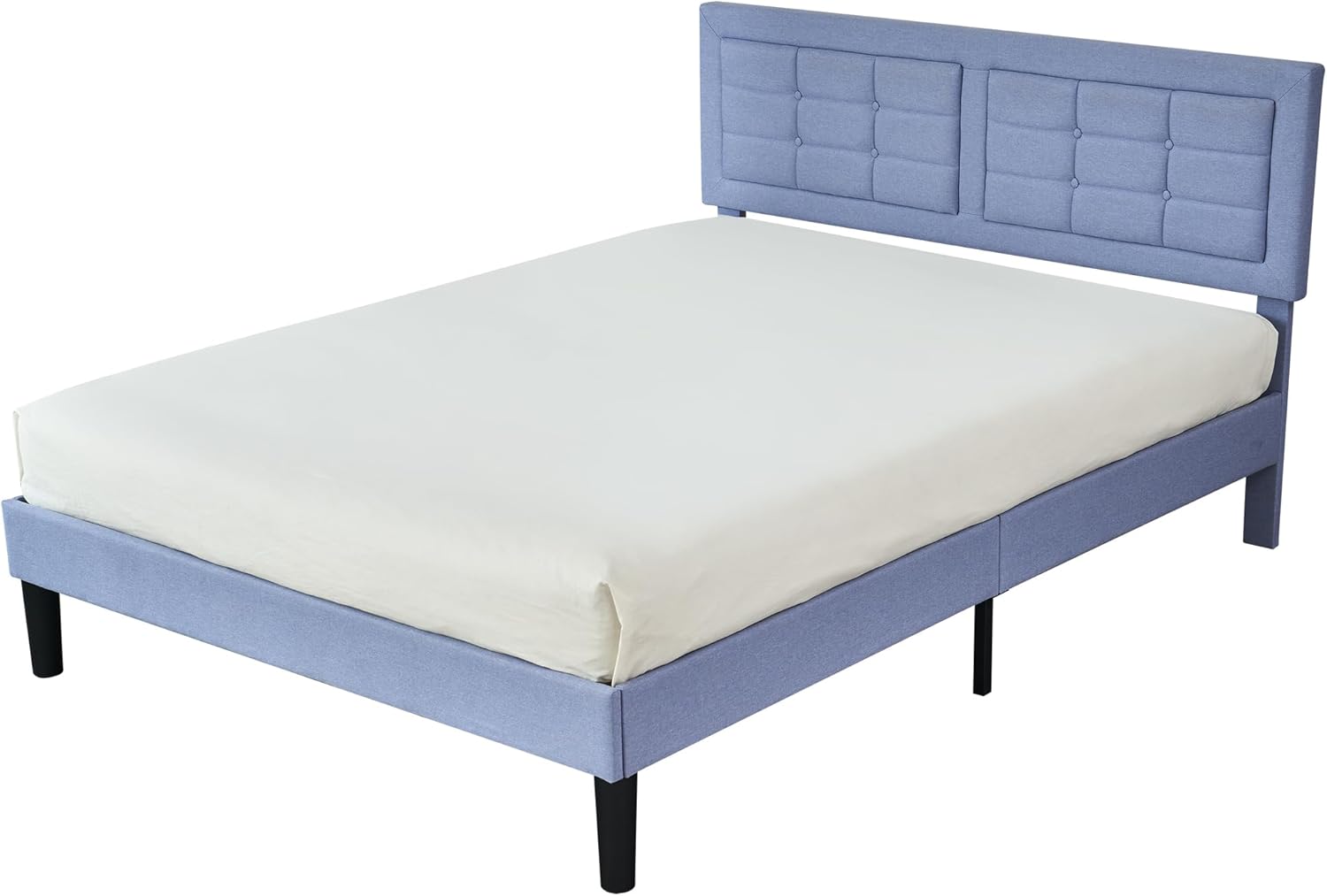 VECELO Upholstered Platform Bed Frame with Height Adjustable Headboard - VECELO