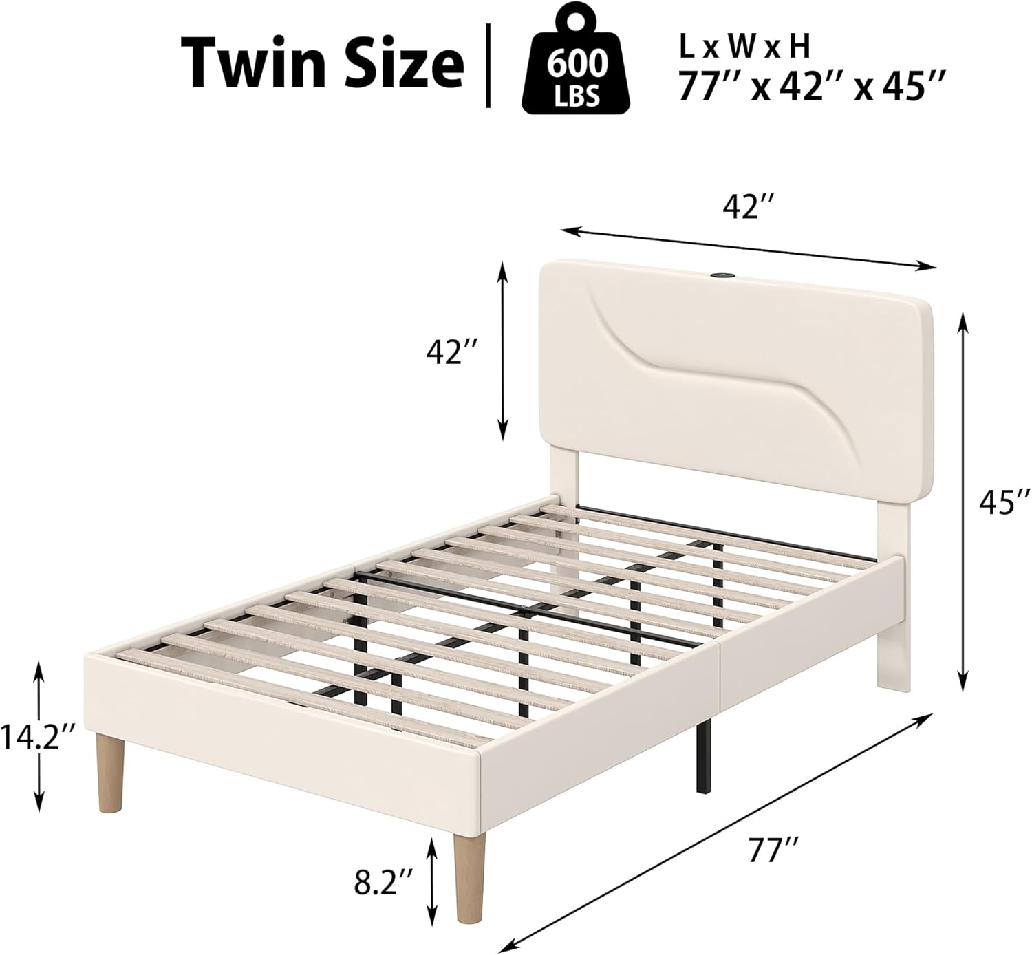 VECELO Bed Frame with LED Lights - VECELO