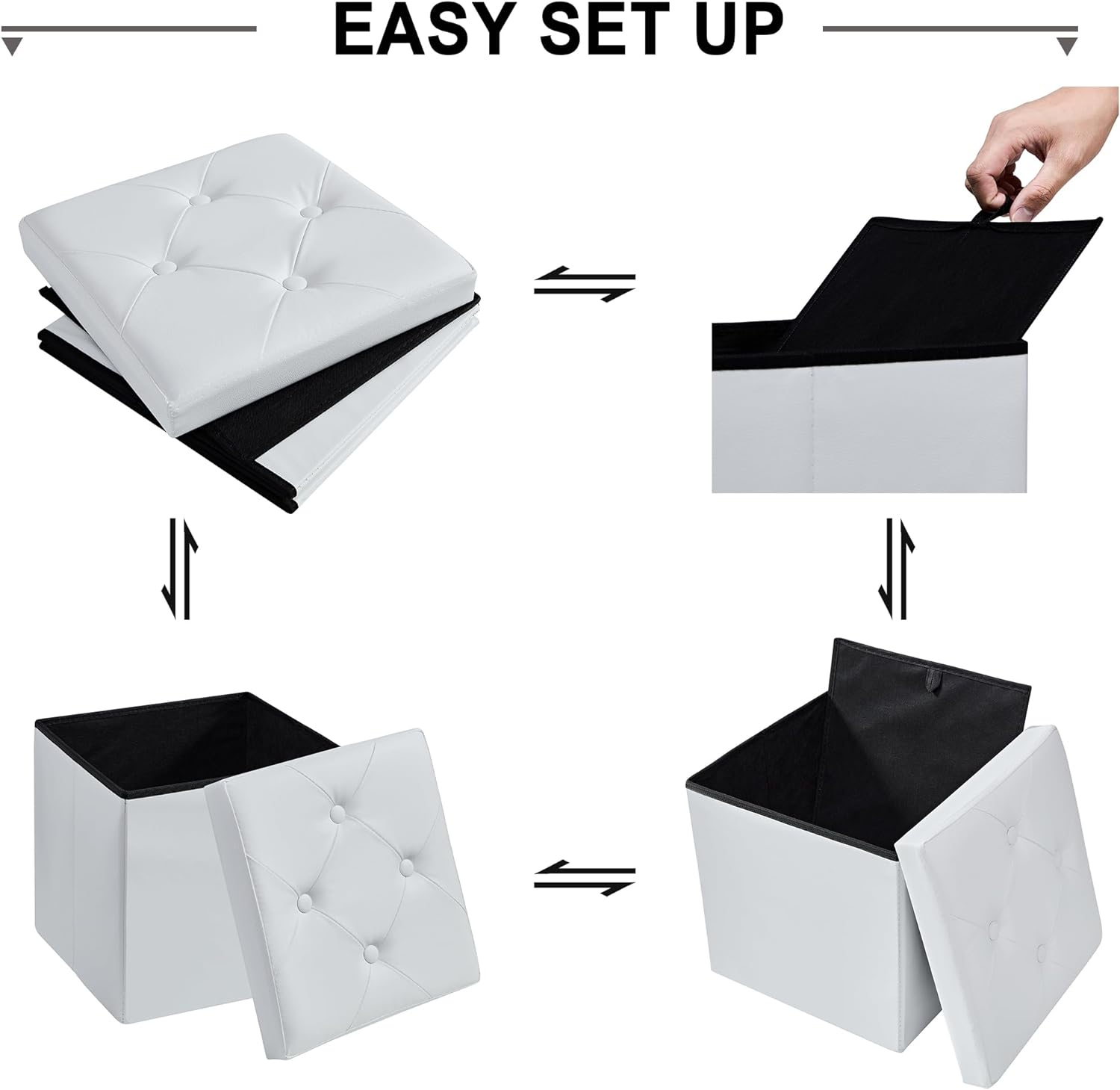 VECELO Storage Ottoman Bench End of Bed 43'' Footstool Footrest Stool Shoestool - VECELO