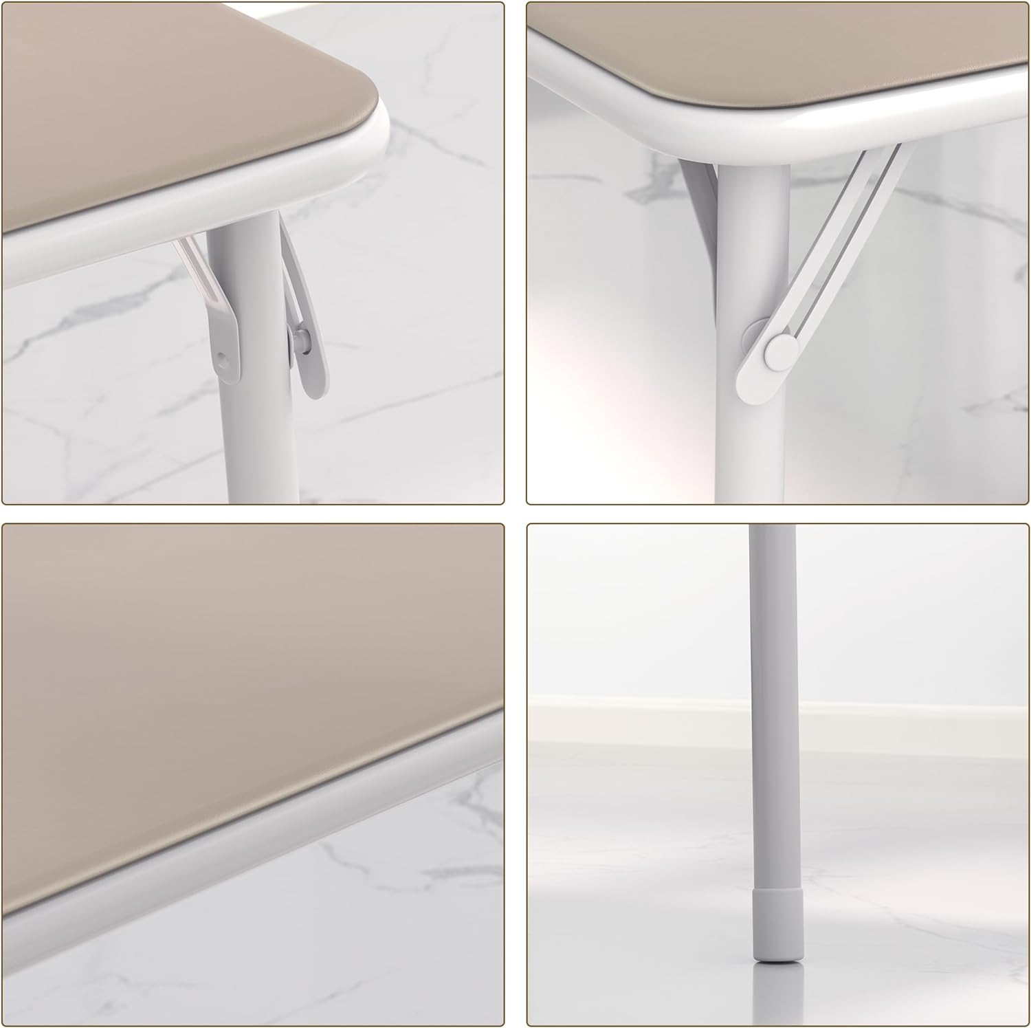 VECELO Portable Folding Card Table Square and Chair Sets with Collapsible Legs & Vinyl Upholstery (5 PCS) - VECELO