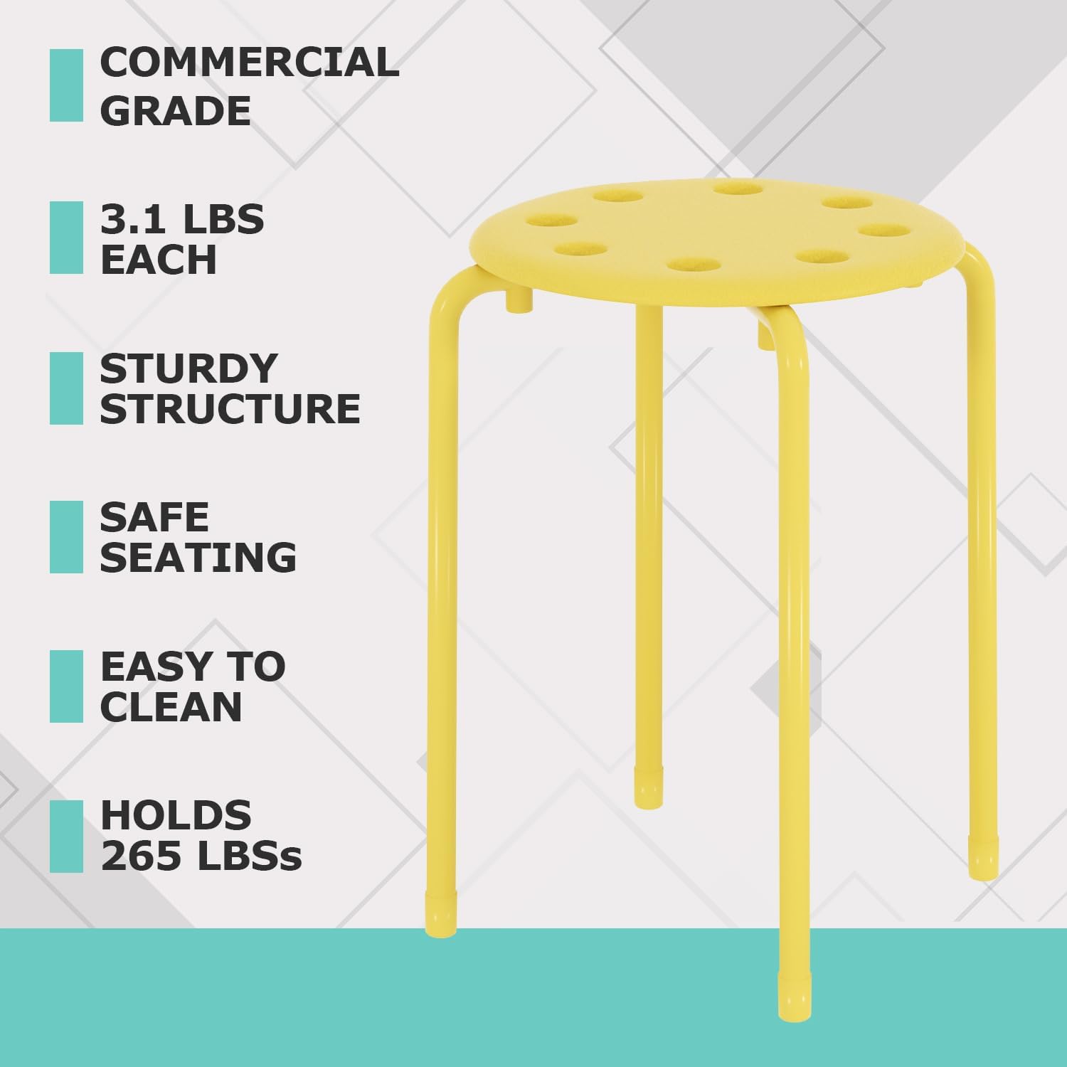 VECELO 6-Piece Stacking Stools, 17.7 Inch Standard Height - VECELO