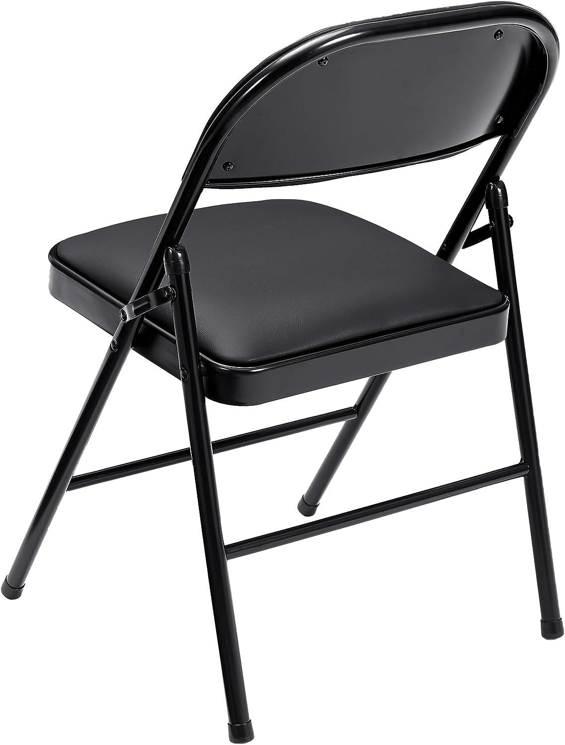 VECELO 4-Pack Folding Chairs Portable Metal with Ultra Soft PU Padded Cushion Seats - VECELO