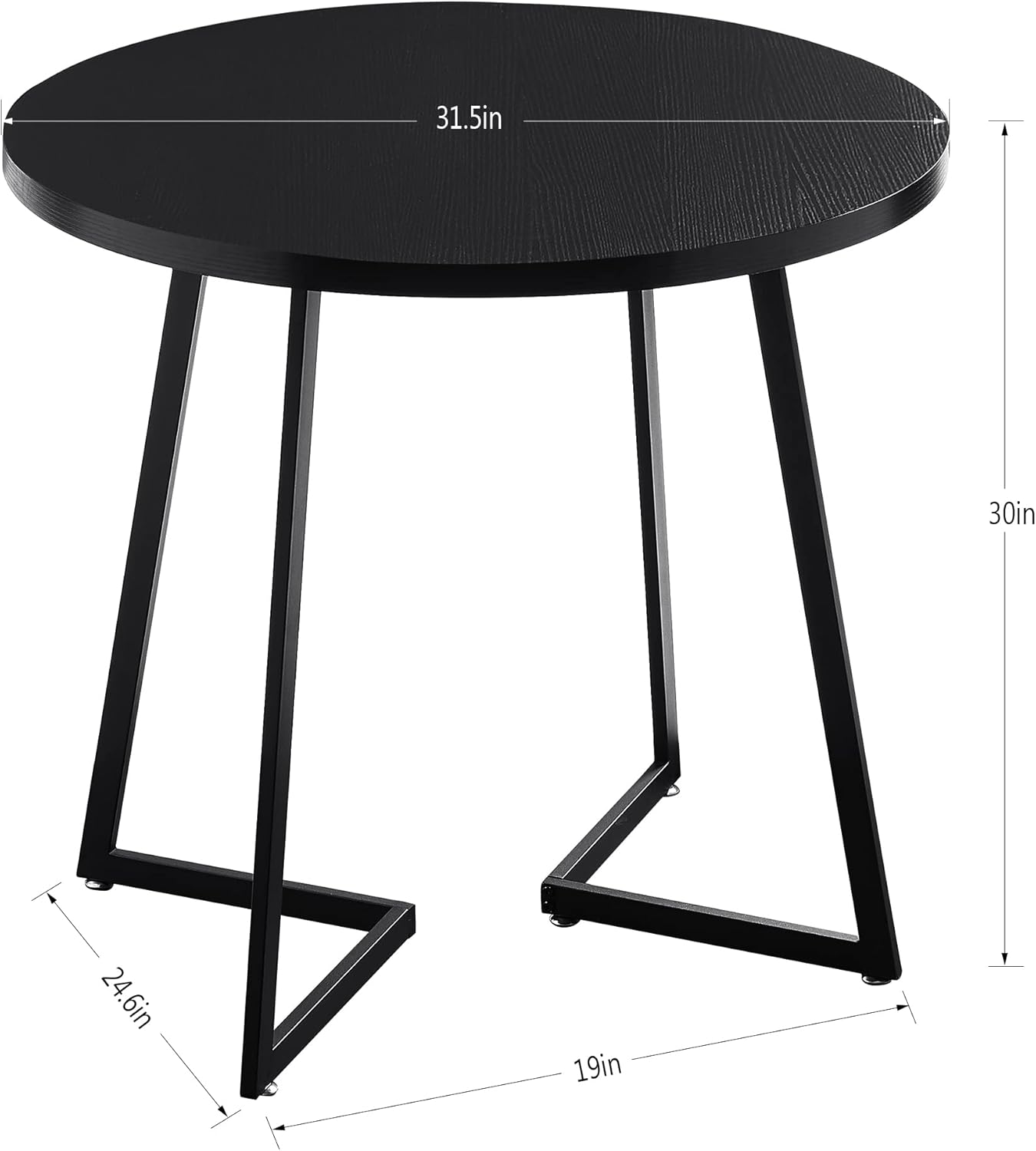 VECELO Round Dining Room Table with Wood Grain Tabletop and Steel Frame - VECELO