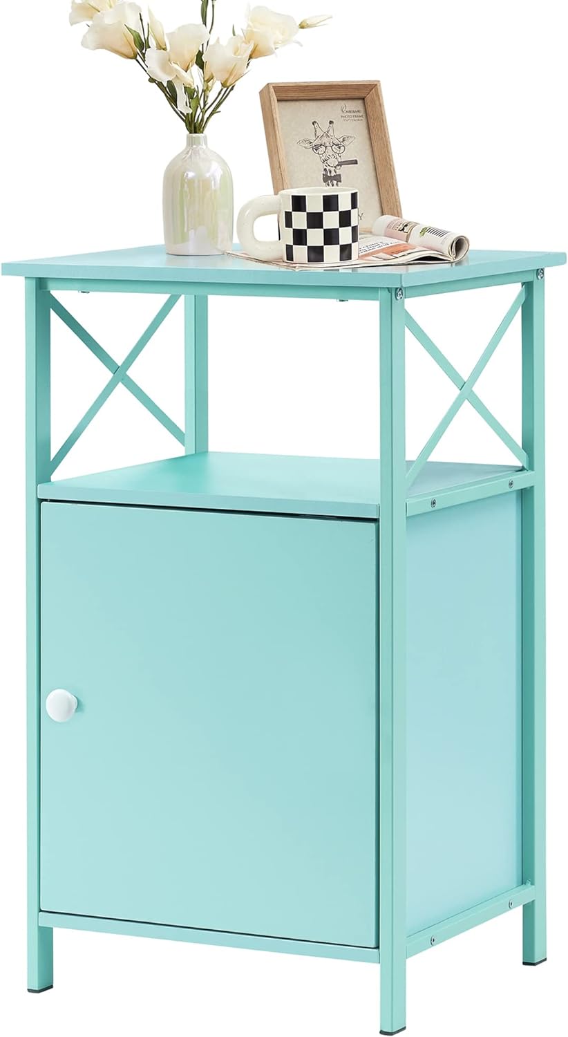 VECELO Tall Side Storage, Large Capacity Bedside Nightstand - VECELO