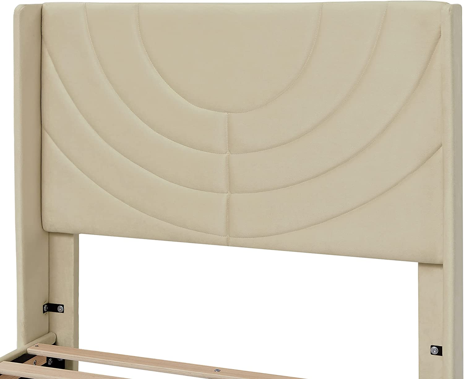 VECELO Upholstered Platform Bed Frame with Adjustable Fabric Headboard - VECELO