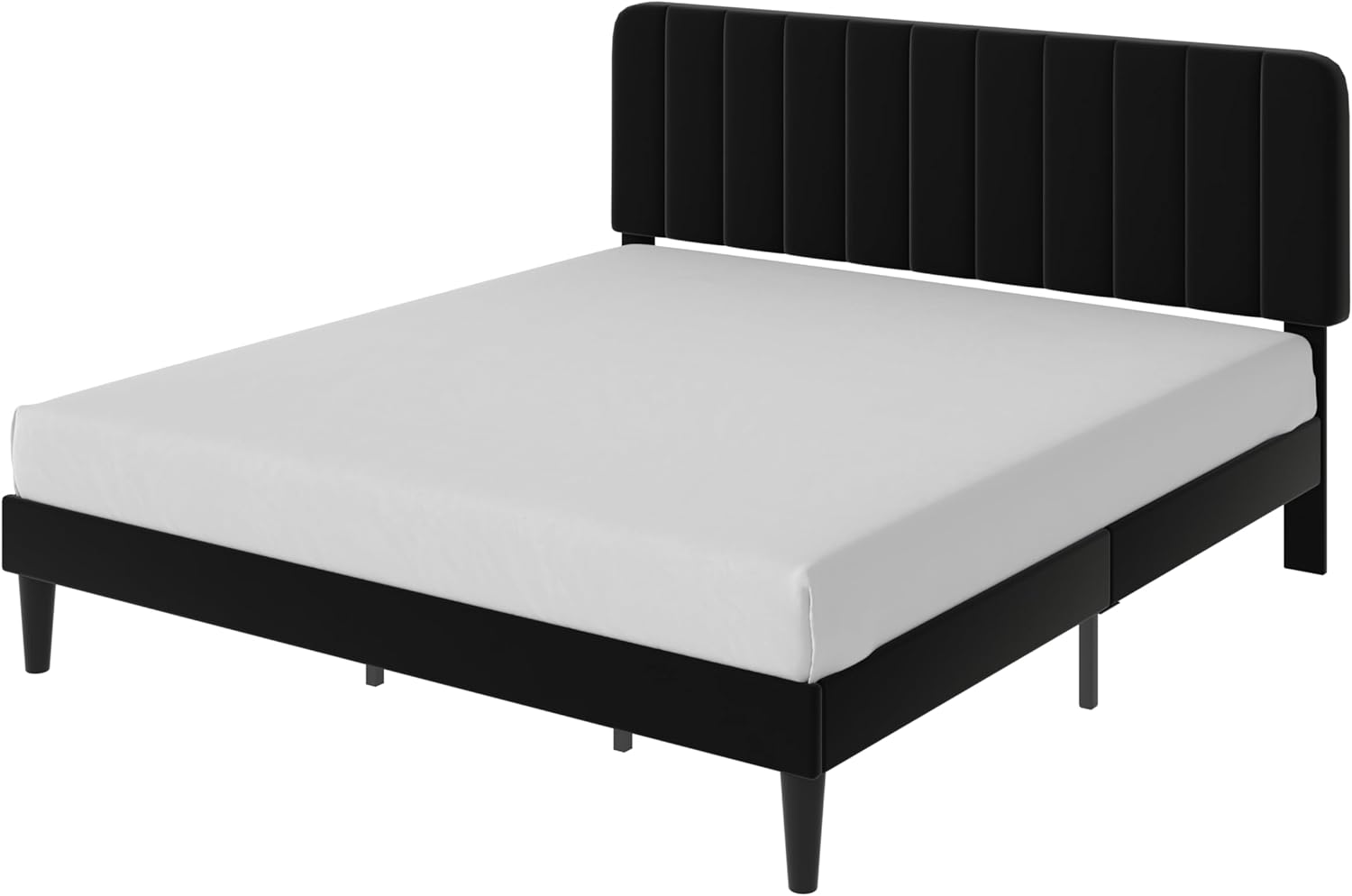 VECELO Upholstered Platform bedframe with Adjustable Headboard - VECELO