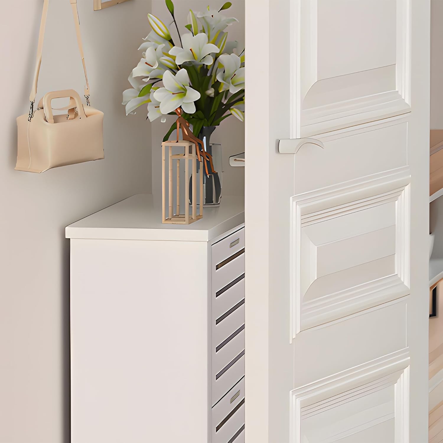 VECELO Shoe Storage Cabinet with 3 Flip Drawers
