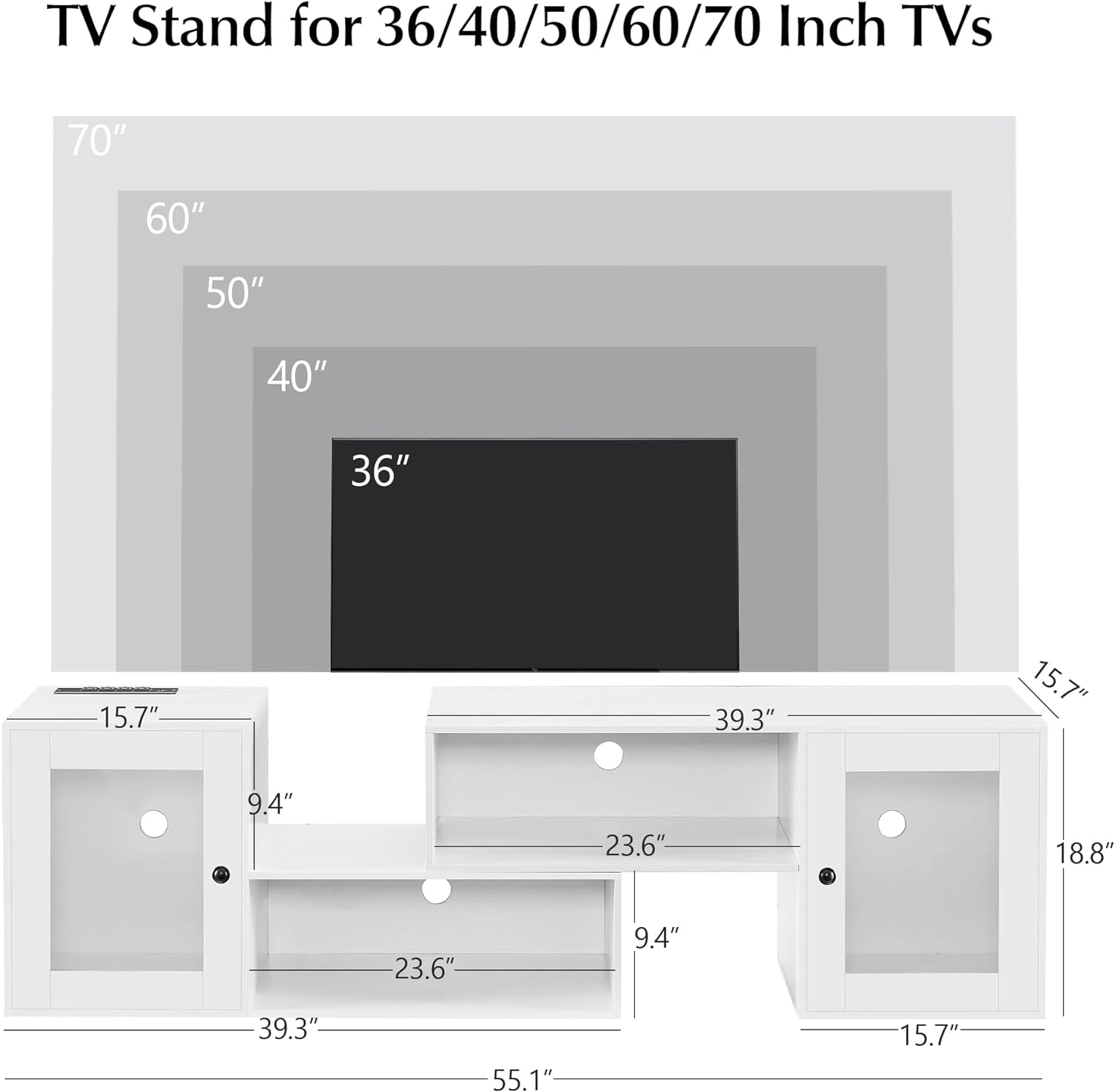 TV Stand with LED Strip & Power Outlet