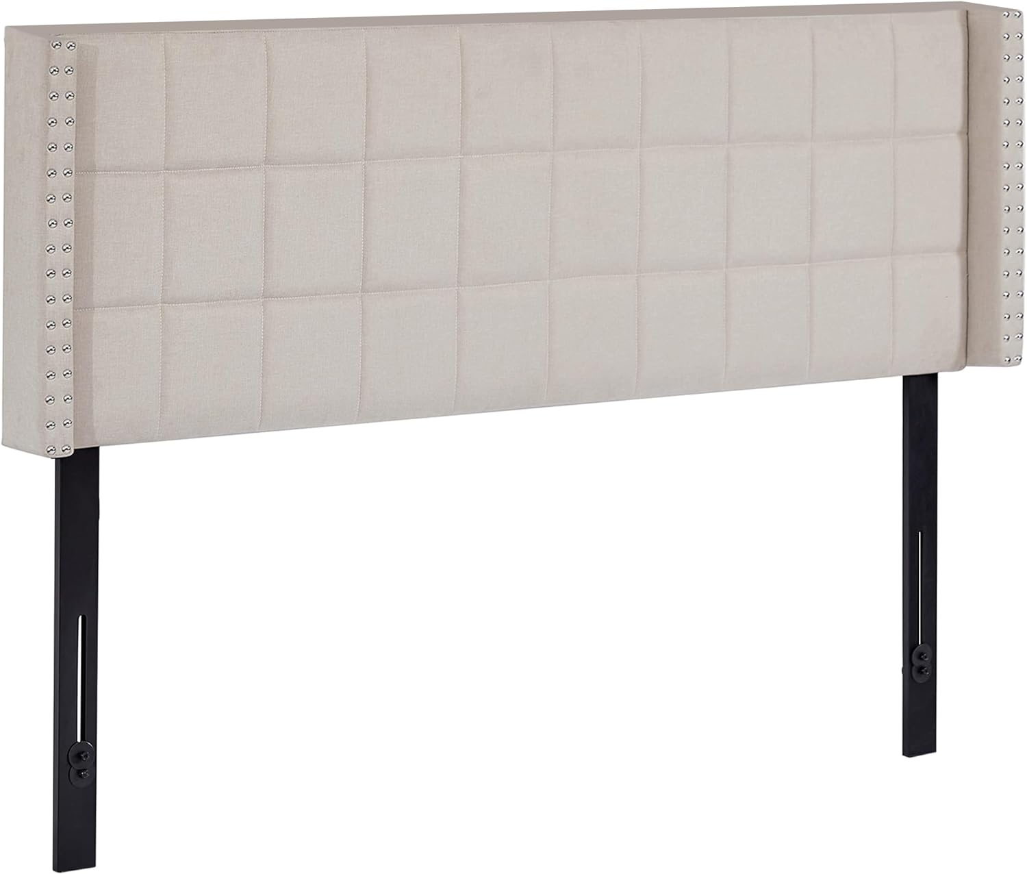 VECELO Linen Upholstered Headboard for Queen/King Size Bed, Tufted Nailhead & Double Wingback for Bedroom - VECELO