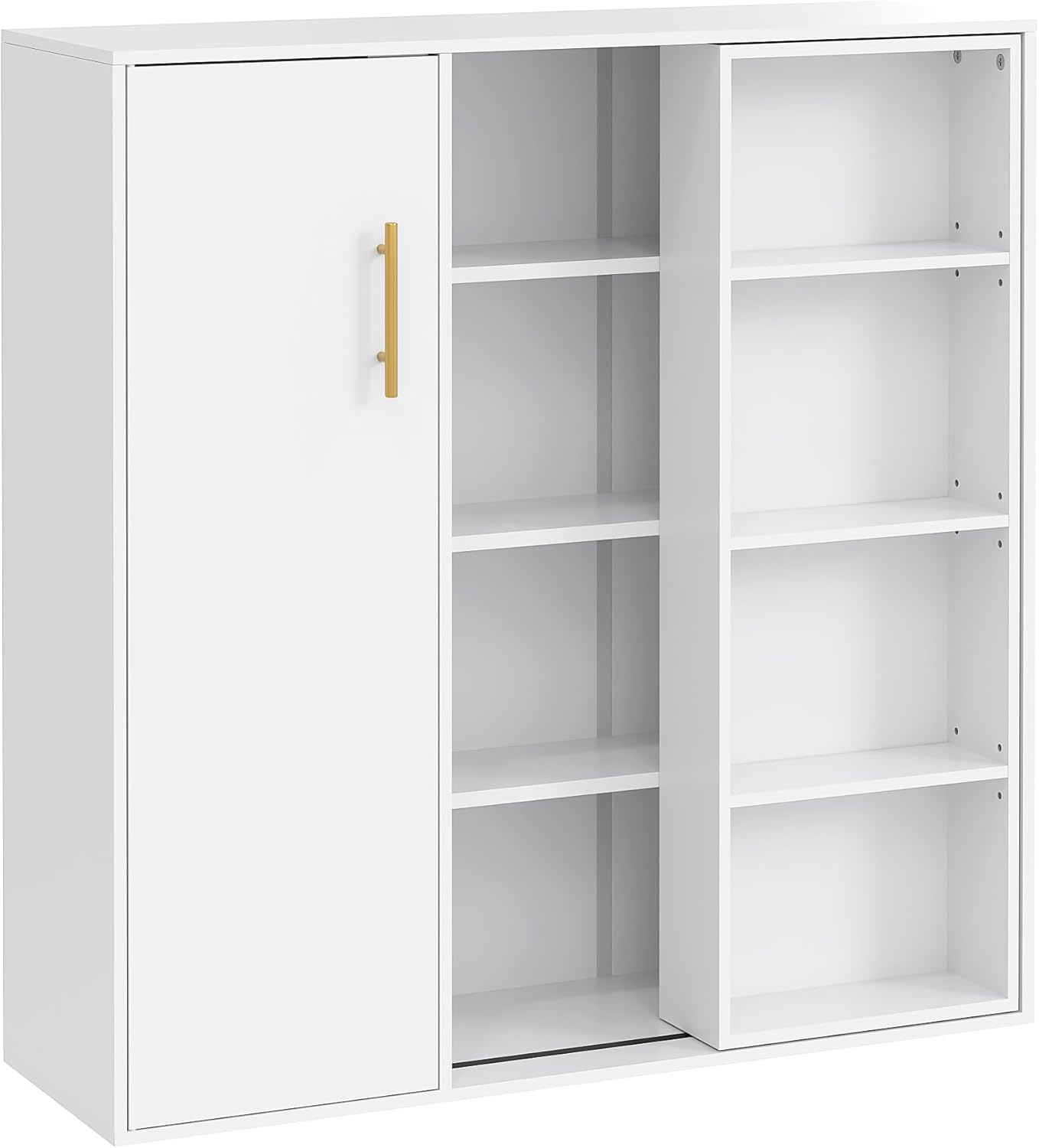 VECELO 4-Tier Floor Storage Cabinet with Adjustable Shelves and Door - VECELO