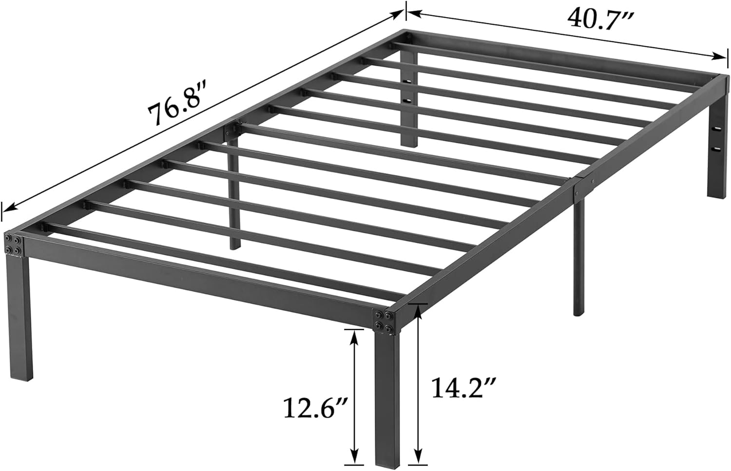 VECELO Metal Platform Bed Frame Heavy Duty Steel Slat, No Box Spring Needed - VECELO