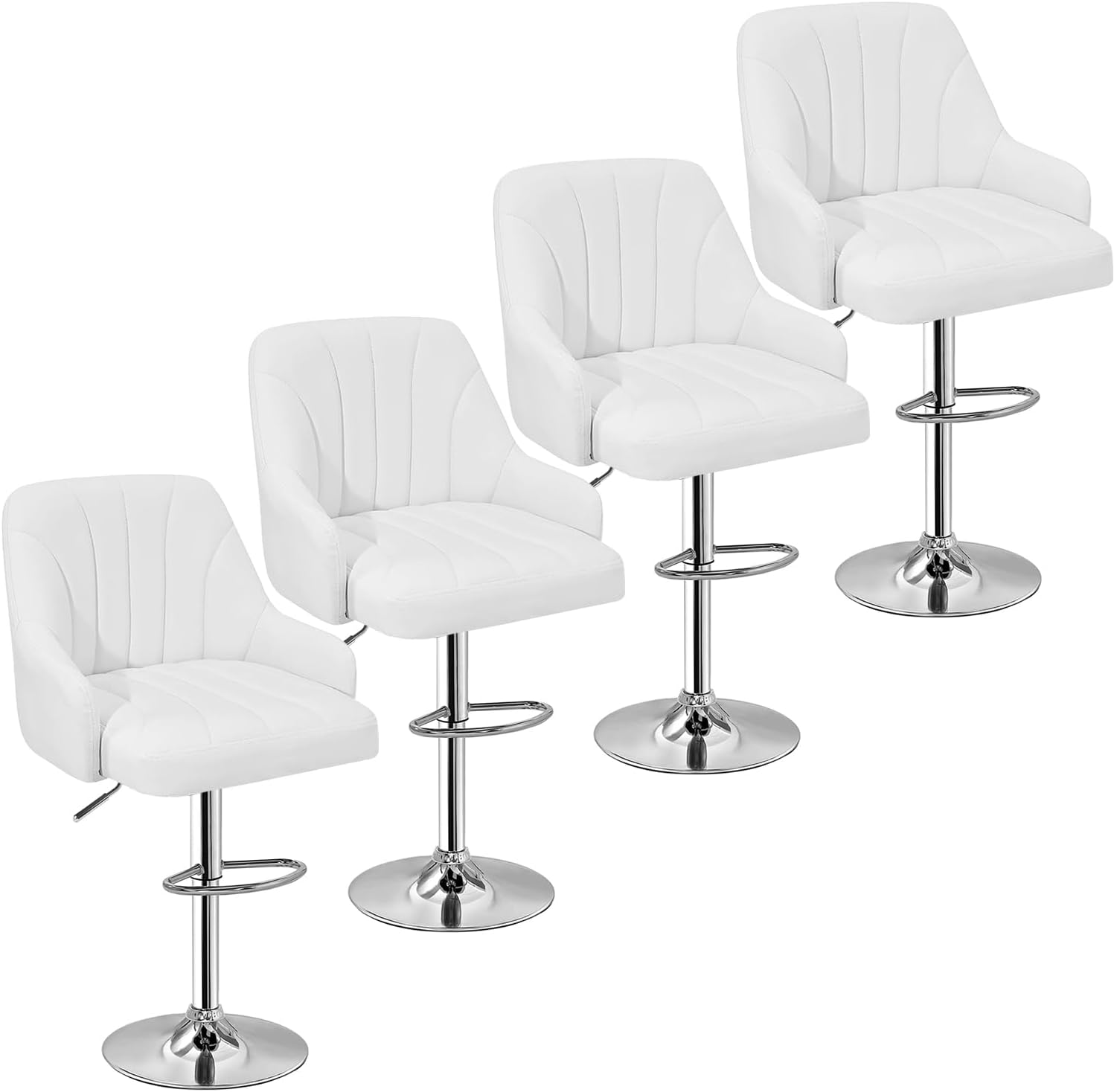 VECELO Adjustable Counter Height Bar Stools with Back and Arm Stools Set of 2 - VECELO