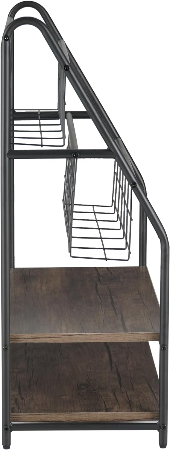 VECELO Newspaper Magazine Holders,2-Tier Metal Racks Brochure Display Stand - VECELO